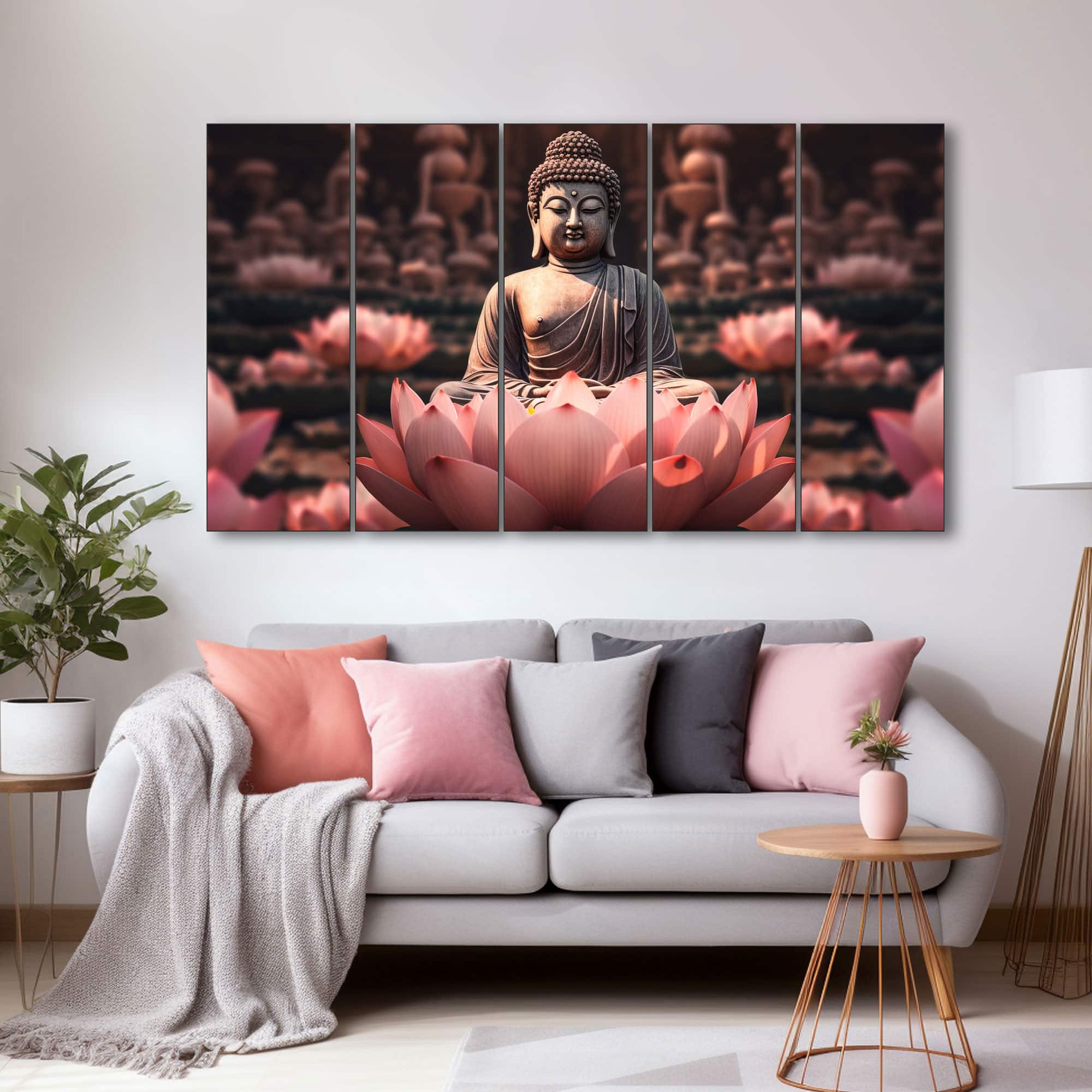 The Castle Decor Lord Buddha Meditation Wall Painting Wooden Framed 27x48 Inch (Style 8) - The Castle Decor