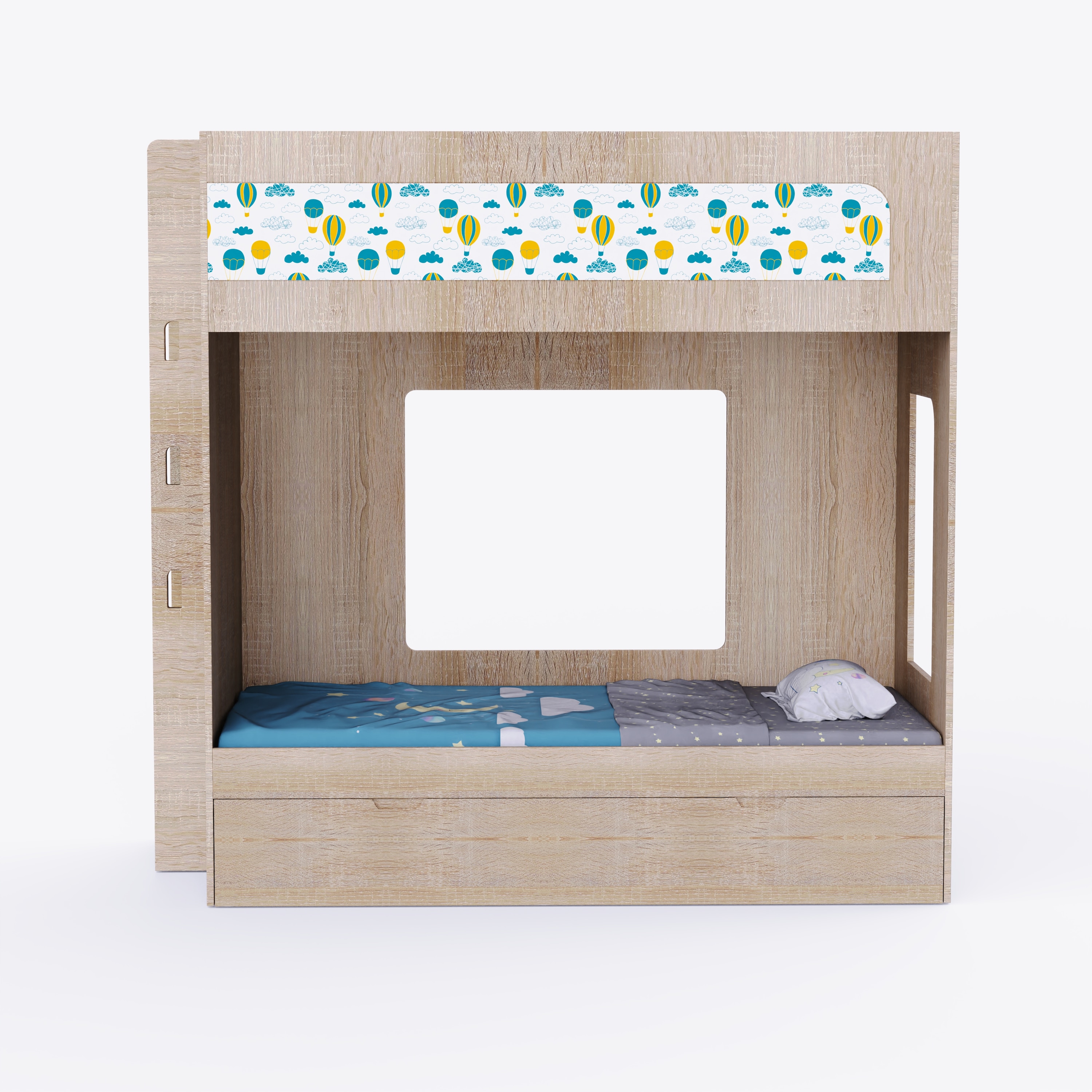 Caravan Trundle Bunk Bed In Oak Colour