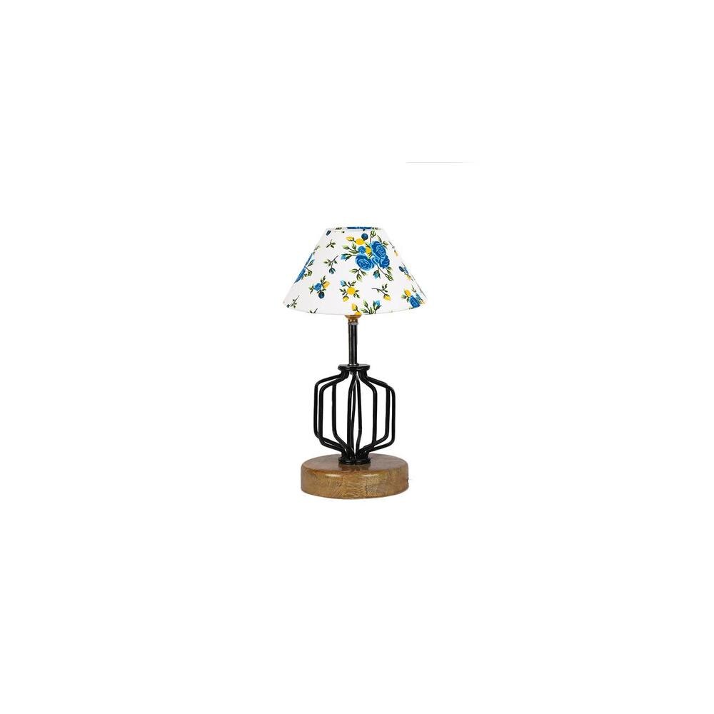 Brinley Multicolor cotton Table lamp with Wood & Iron Base