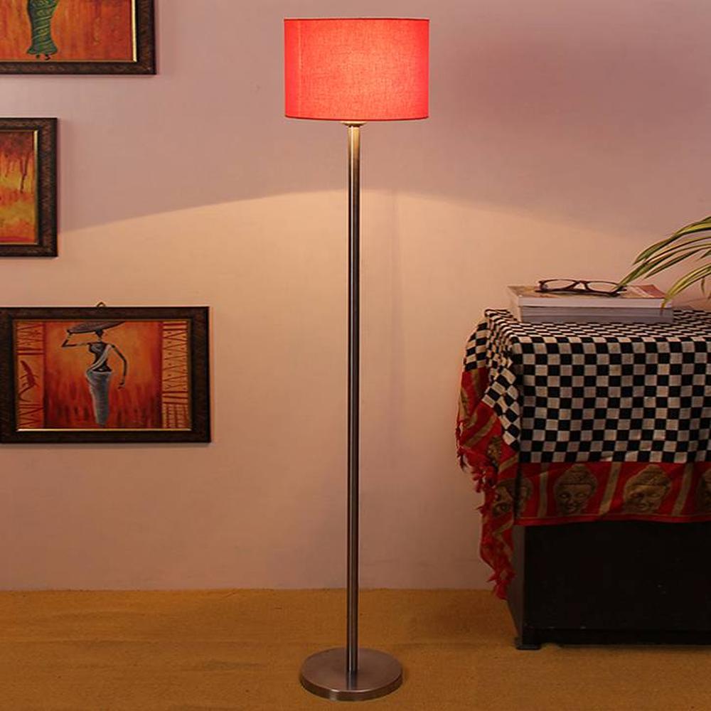 Darlene Red Cotton Shade Floor Lamp