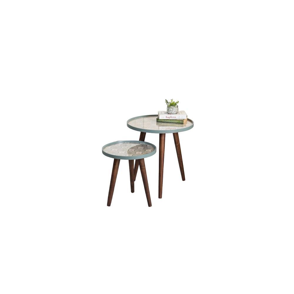 Vriksha Round Nesting Tables with Wooden Legs, Side Tables, Wooden Tables, Living Room Decor by A Tiny Mistake