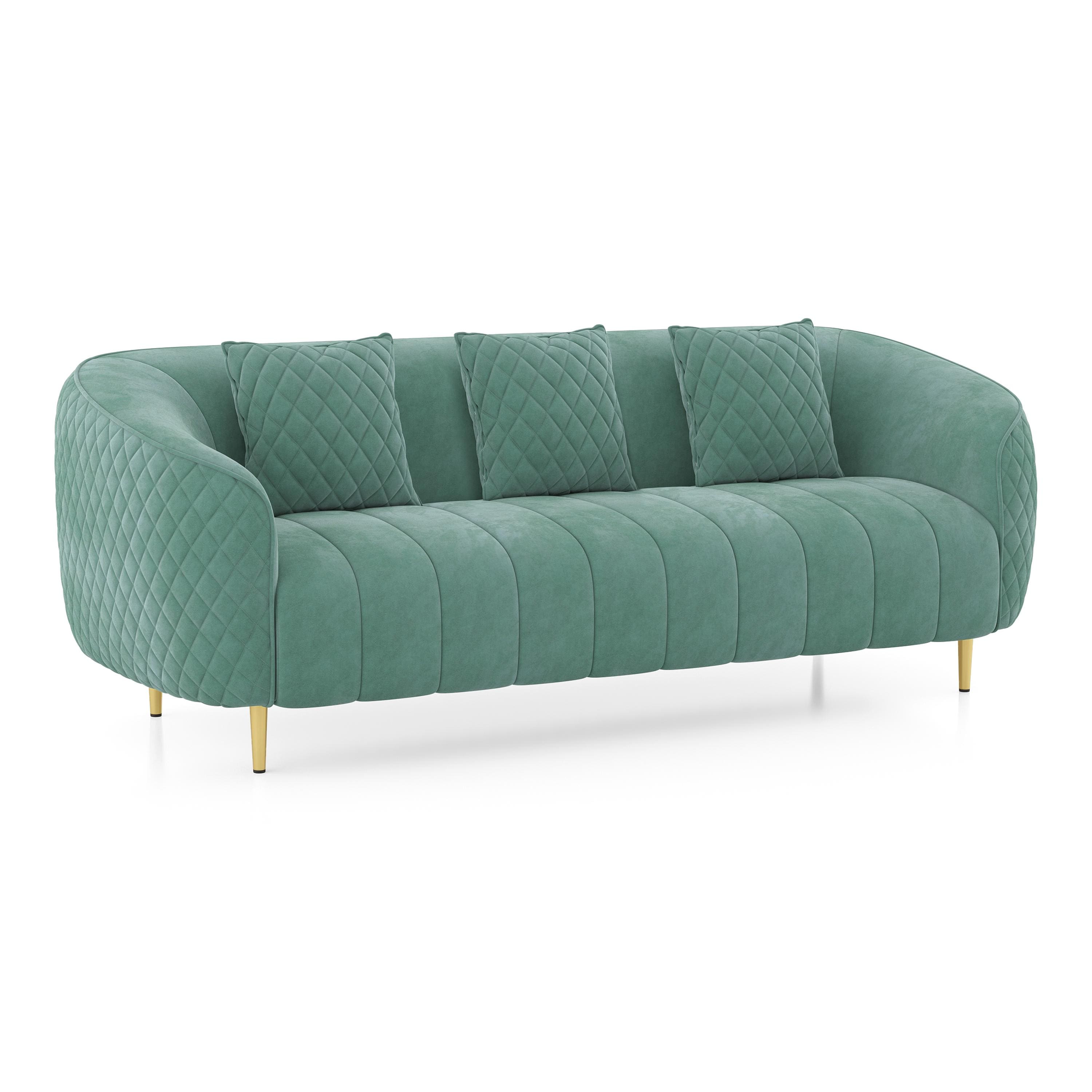 Amora 3 Seater Fabric Sofa in Dusty Turquoise Velvet