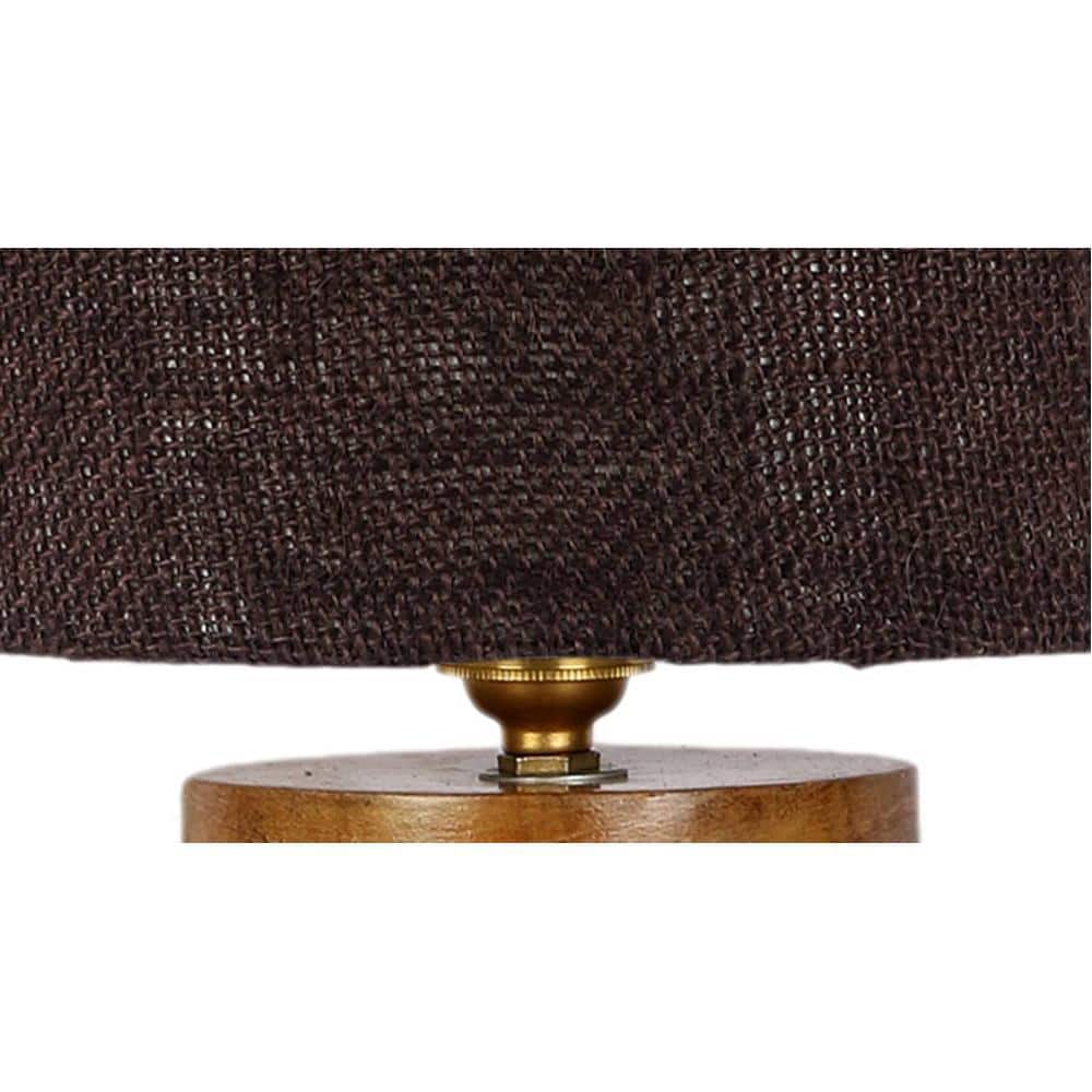 Delphine Brown Jute Table Lamp with Natural Wood Base