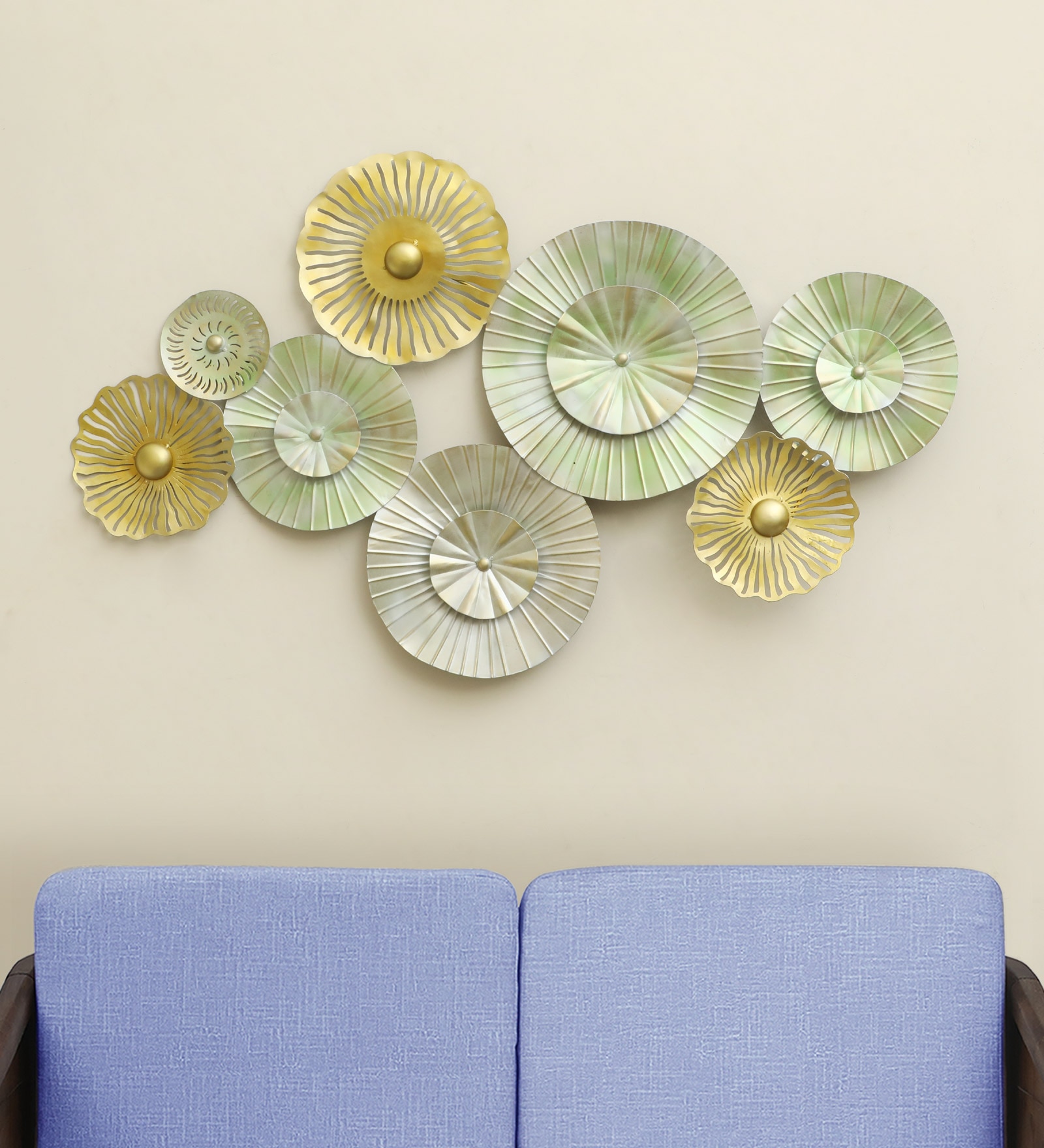 W-Fiona Abstract Metal Wall Decor in Multicolor Set of 1 - Vedas Exports