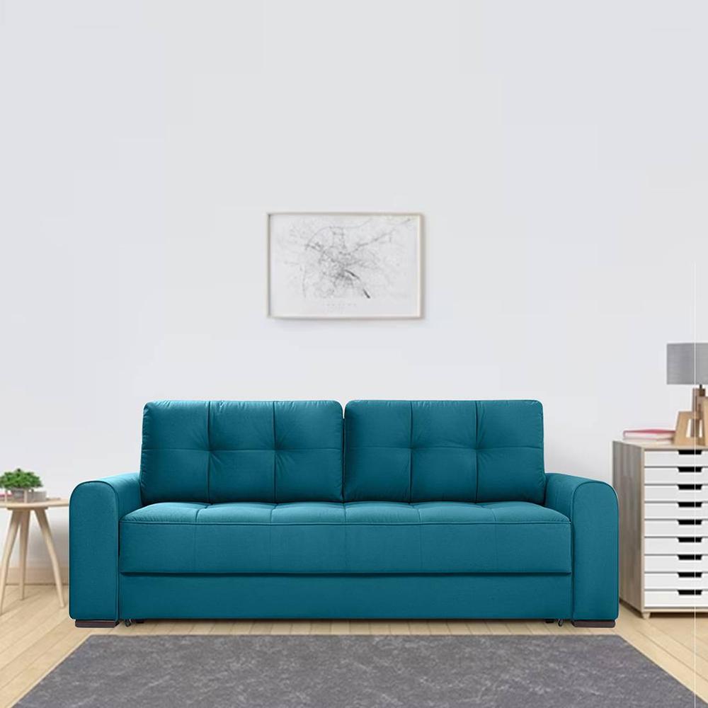 Calliro 3 Pull Out Sofa Cum Bed with storage In T Blue Colour