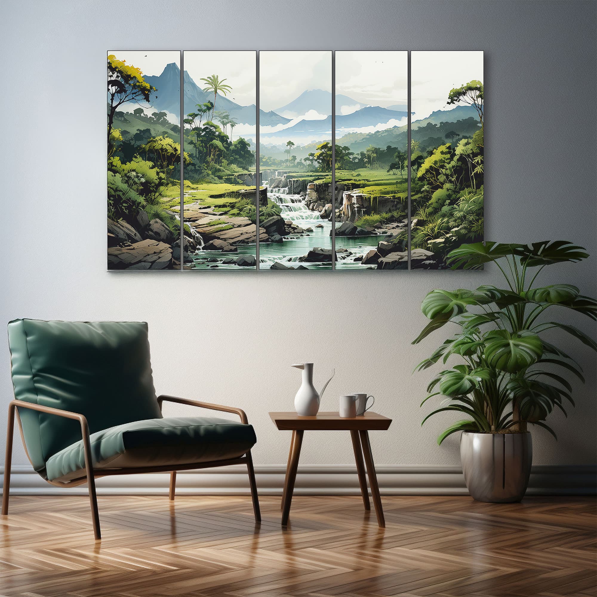 The Castle Decor Mountain Sea Landscape Wall Art Set of 5 27x48 Inch - The Castle Decor
