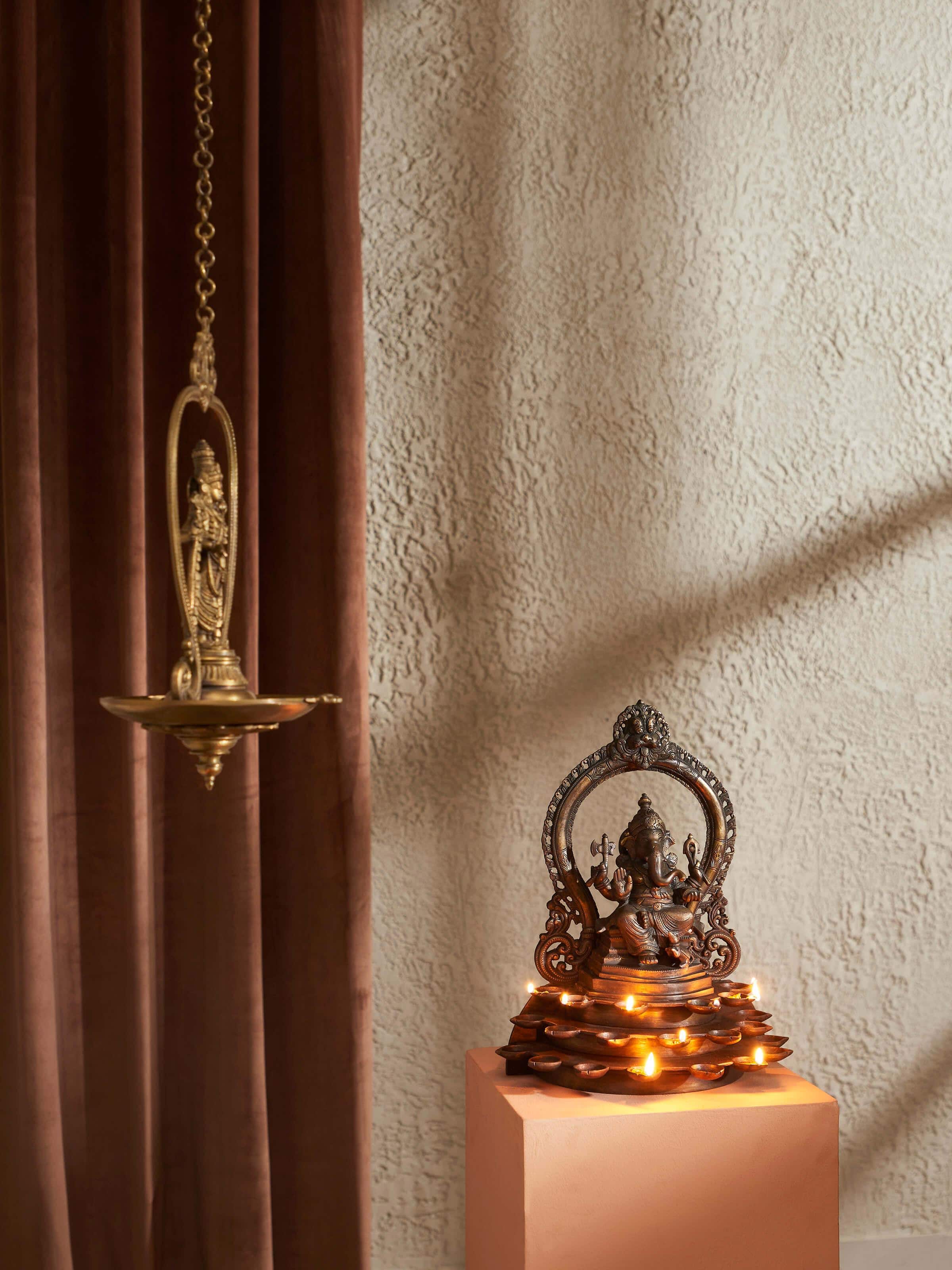 Polished Bronze-cast Diya