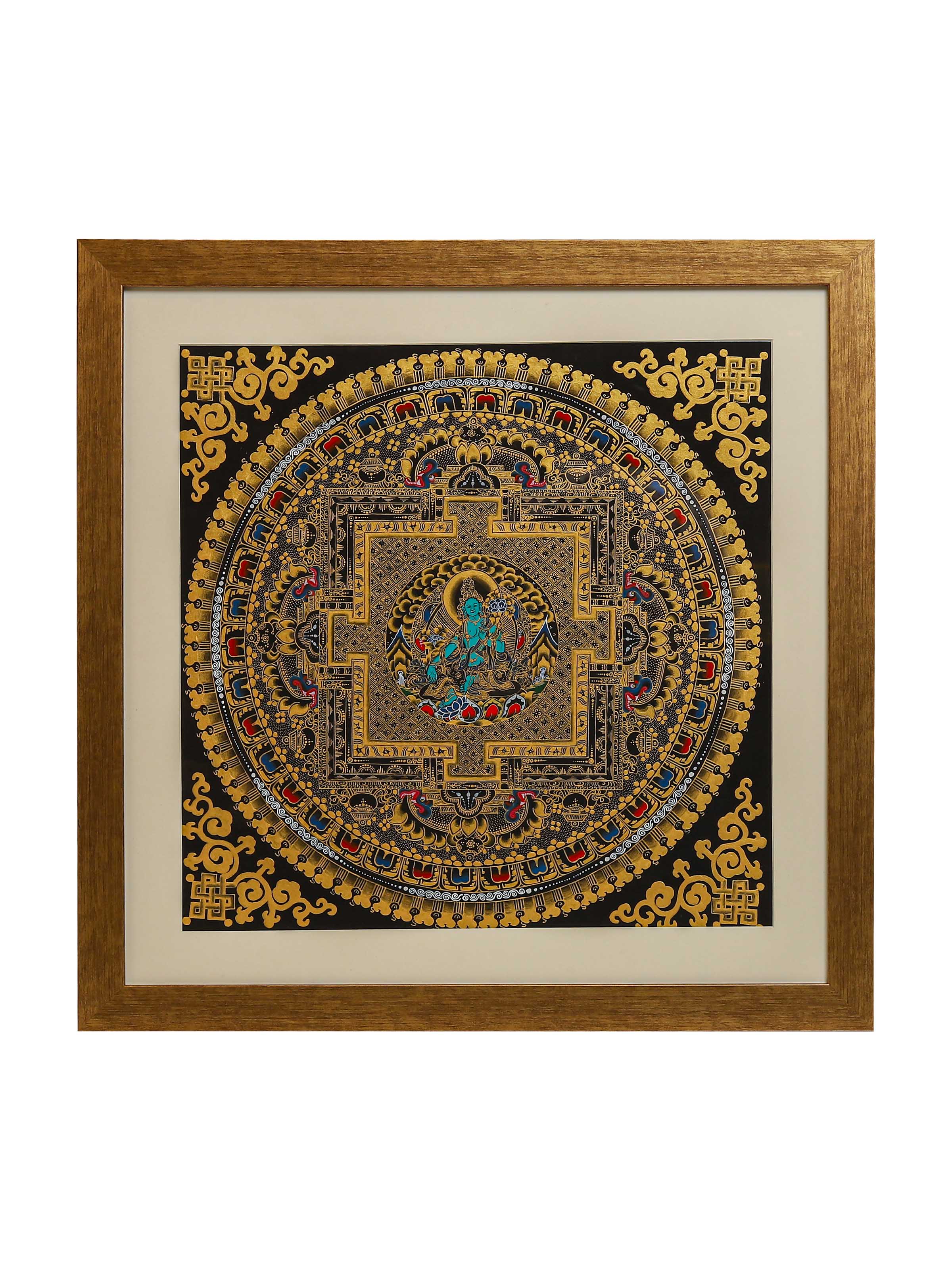 Green Tara with Mantra Thangka Painting