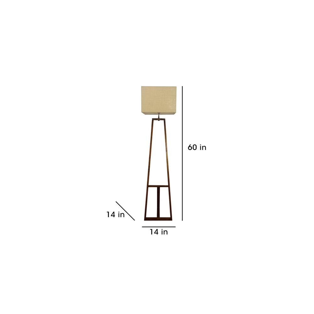 Angular Beige Jute Floor Lamp with Beige Jute Base