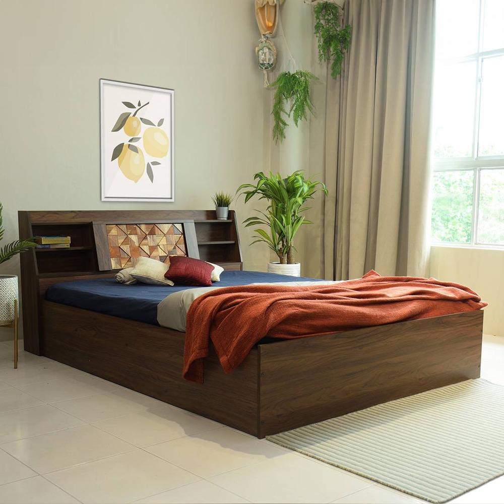 Timber Engineered Wood Queen  Size Bed With Box Storage (Walnut Finish) - Direct Factory to Home Private Limited (DF2H)