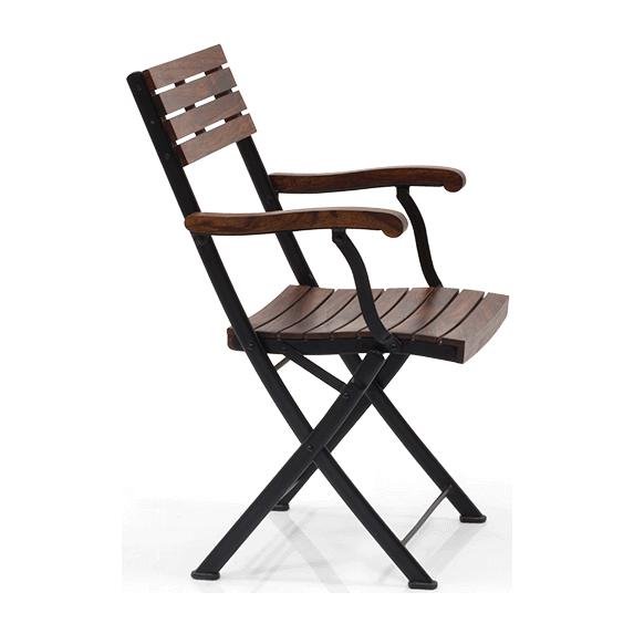 Masai Solid Wood Outdoor Arm Chair in Dark Teak Colour - Set of 1