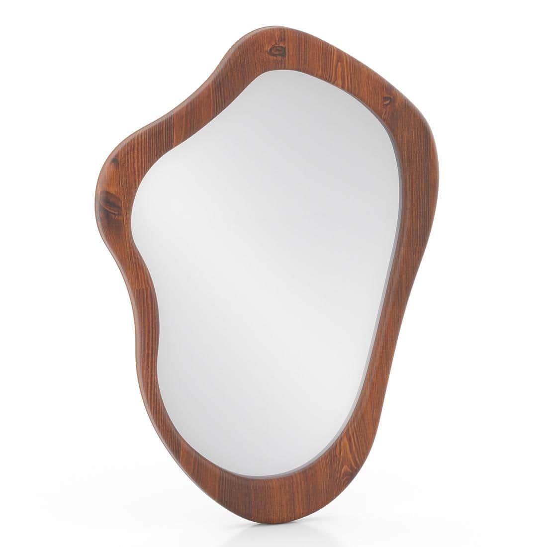 Oura Solid Wood Organic Wall Mirror in Teak Finish