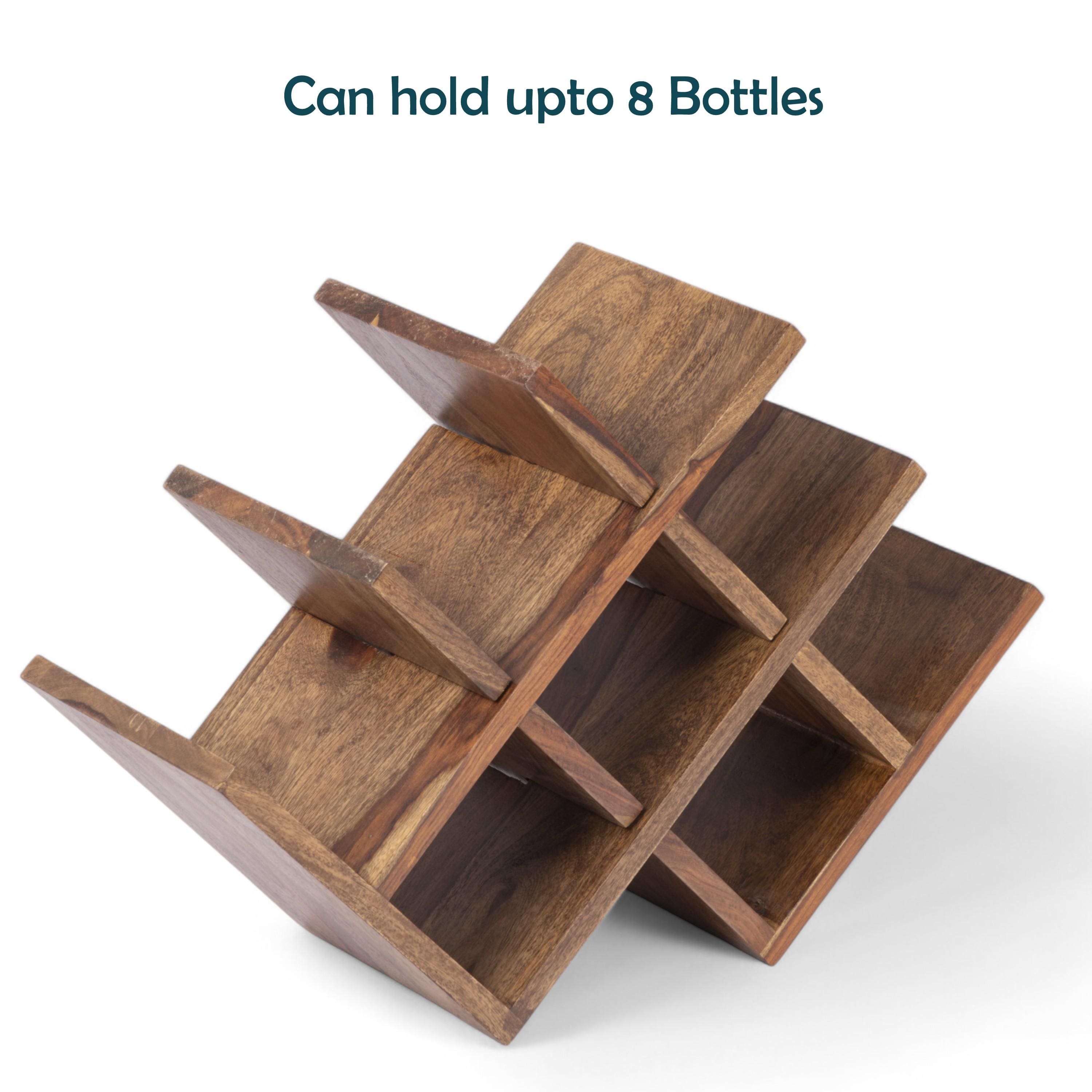 Kassel Sheesham Wood Wine Rack for 8 Bottles in Teak Finish