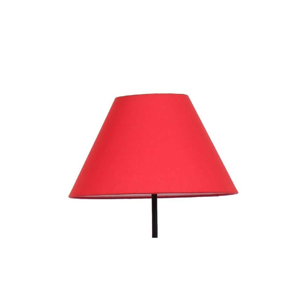 Caterina Red Fabric Floor Lamp with Black Iron Base
