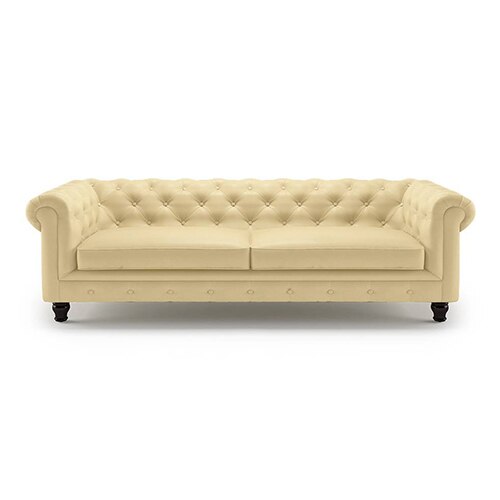 Winchester 3 Seater Leatherette Sofa in Cream Colour