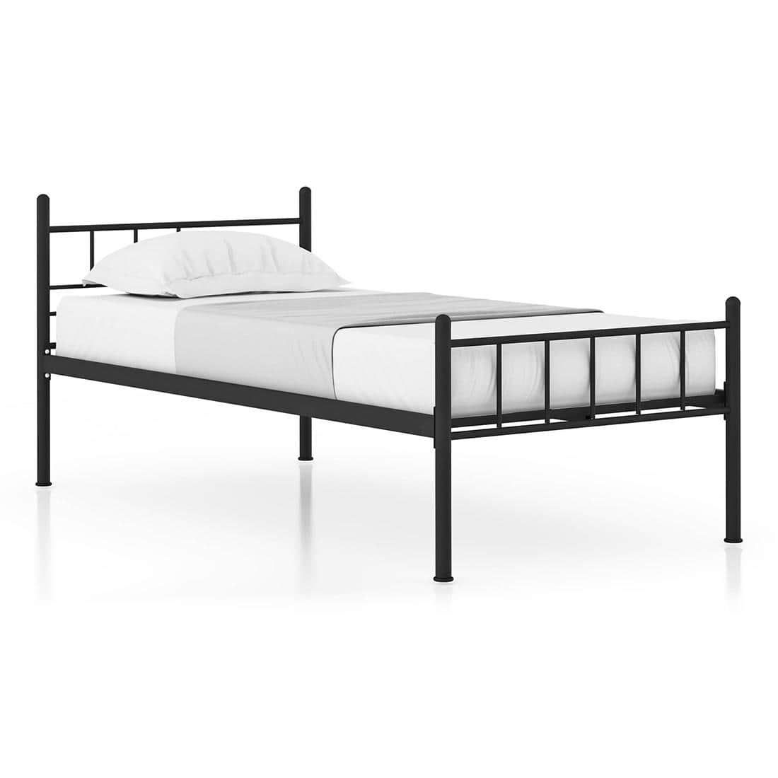 Weaver Metal Single Size Bed In Black Finish