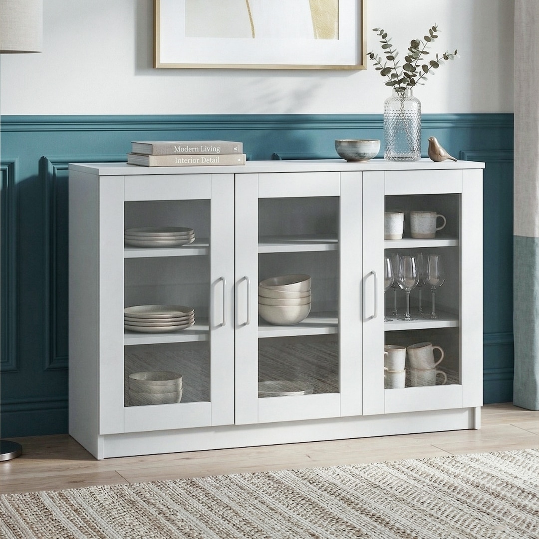 Viona Engineered Wood Display Bar Unit Frosty White - Gudsmith