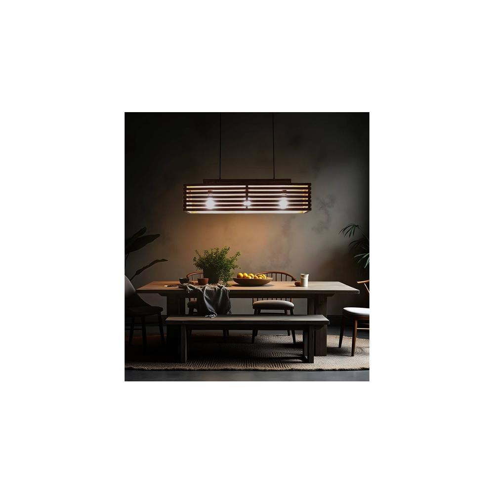 Elegant Centrum Brown Solid Wood Cluster Hanging Light