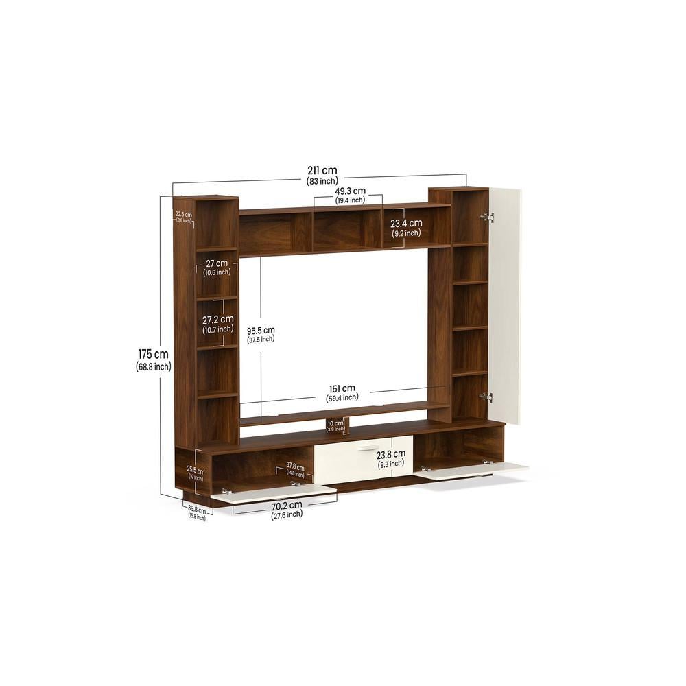 Fenily Engineering Wood TV Entertainment Unit Set Top Box Stand/TV Cabinet with Shelves for Books & Décor Display Unit Bed Living Room Upto 60 Inches (Brown Maple & Beige)