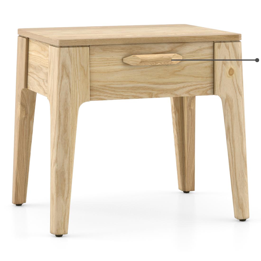 Faye Solid Wood Bedside Table In Natural White Ash Finish