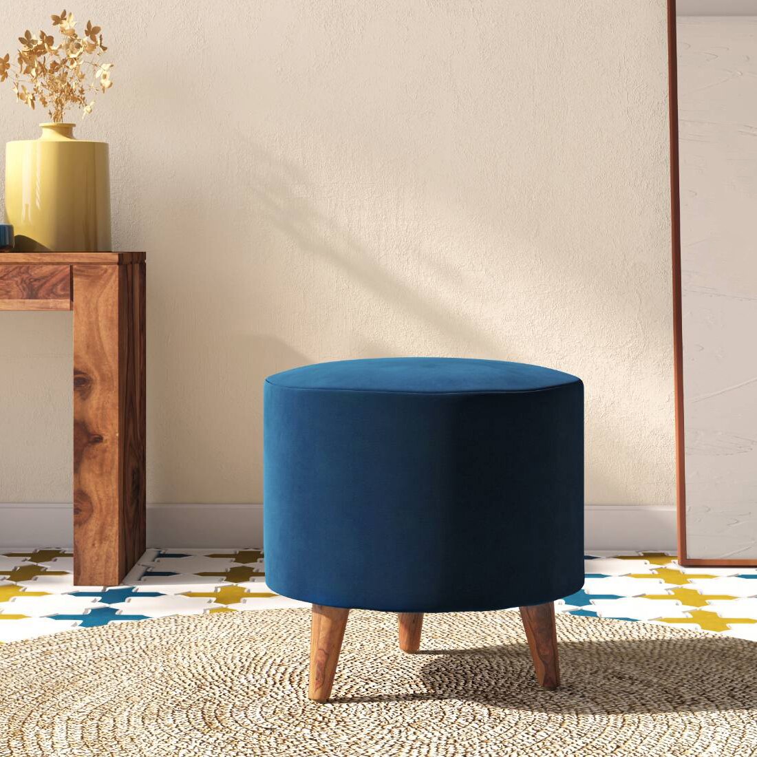 Collie Footstool in blue Colour