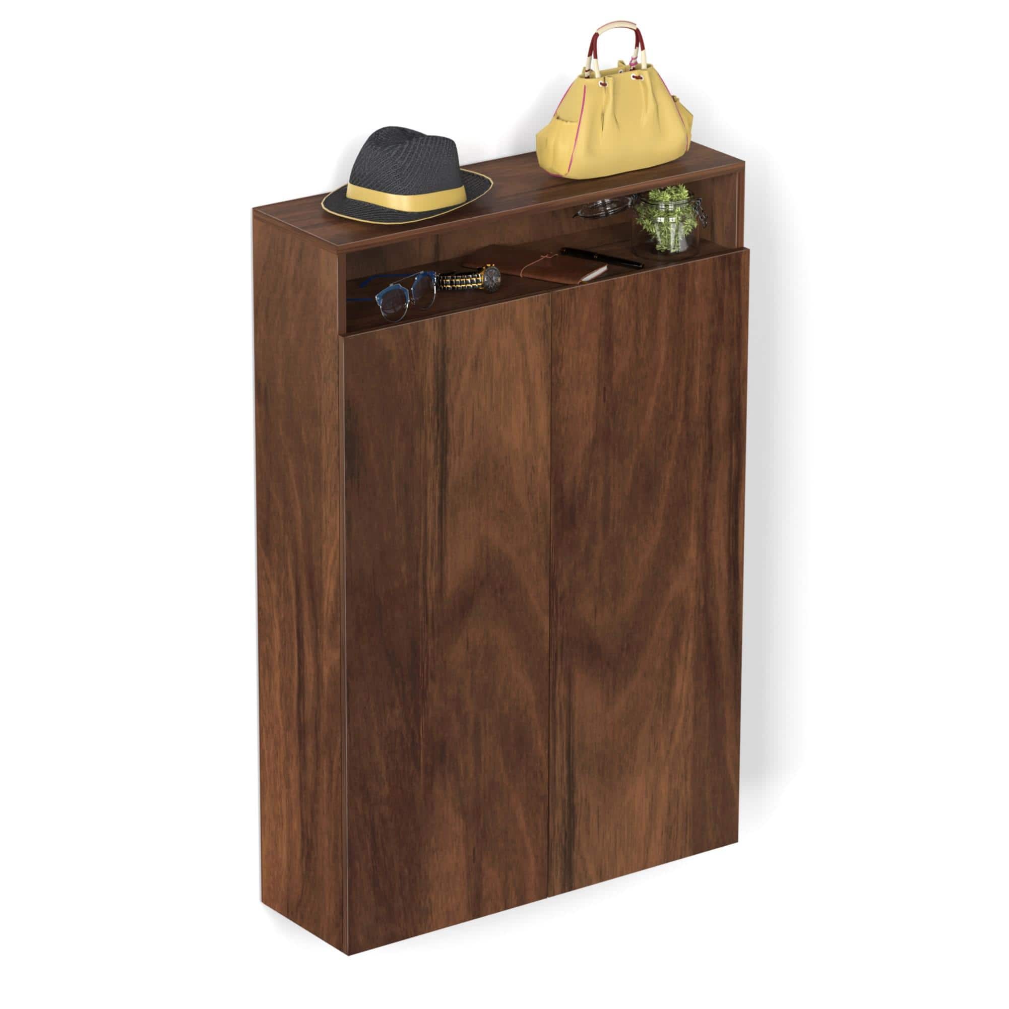 Whartin Engineered Wood Shoe Rack In Brown Maple Finish