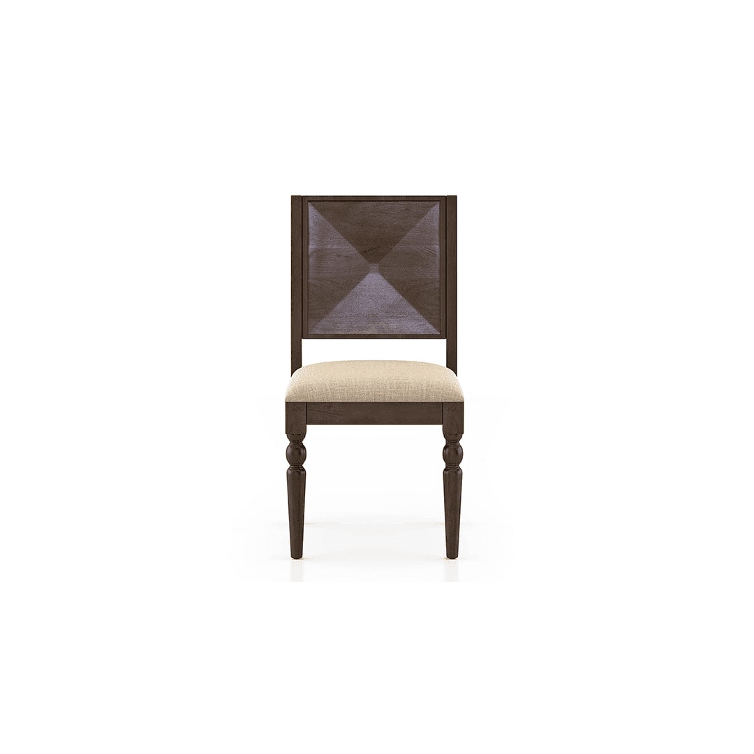 Mirasa Solid Wood Dining Chair Set Of 2 In Mango Walnut Finish With Sandshell Beige Fabric Colour