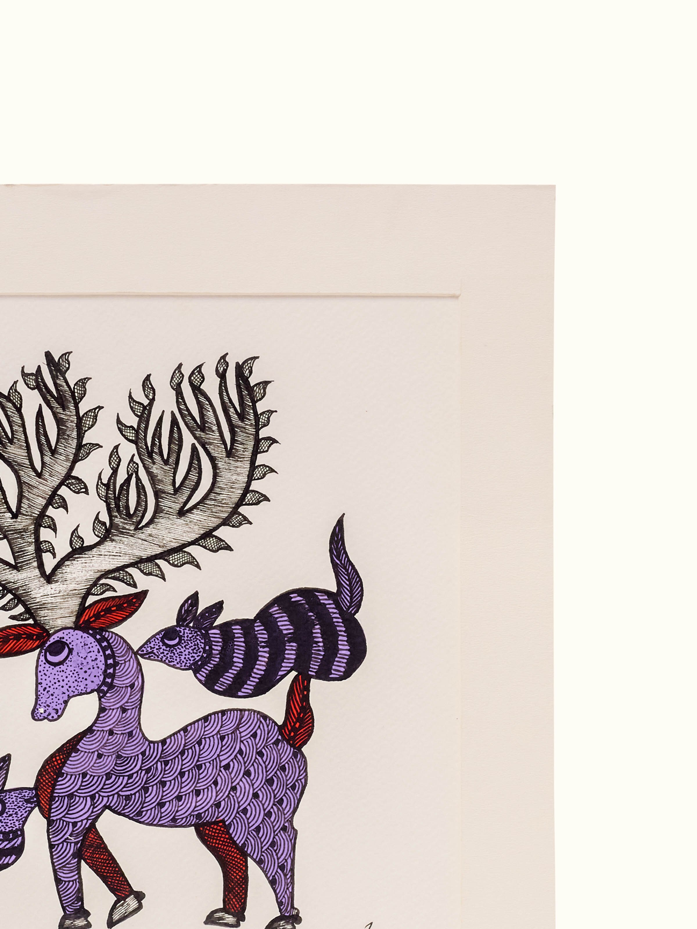 Mother Deer Gond Art