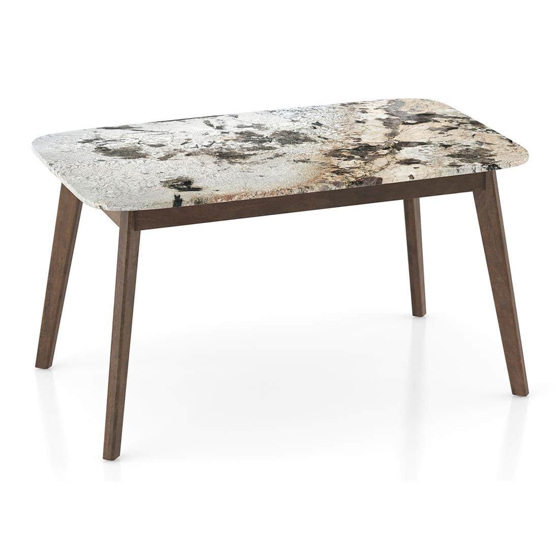 Lunar Alaska Exotic Stone 4 Seater Dining Table With Rickman Lounge Chairs