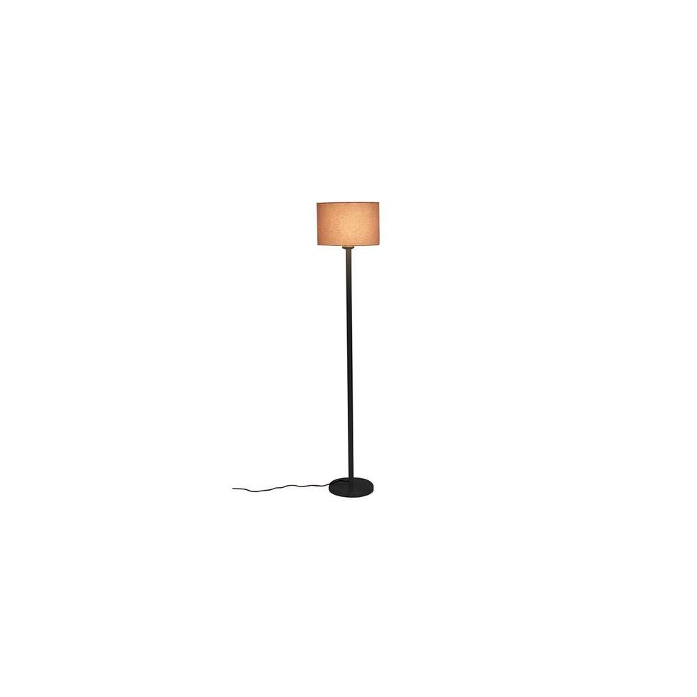 Tomas Grey Fabric Shade Floor Lamp with Black Iron Base