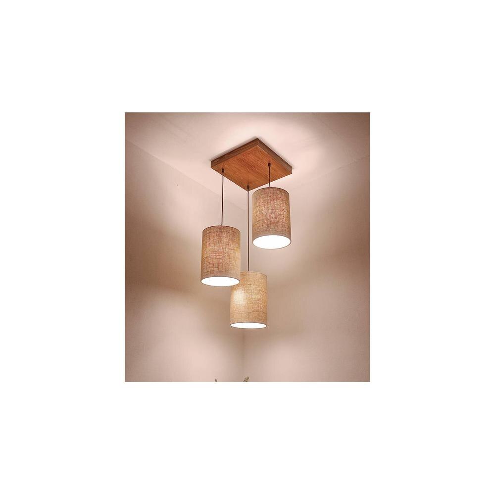 Elementary Brown Solid Wood Cluster Hanging Light
