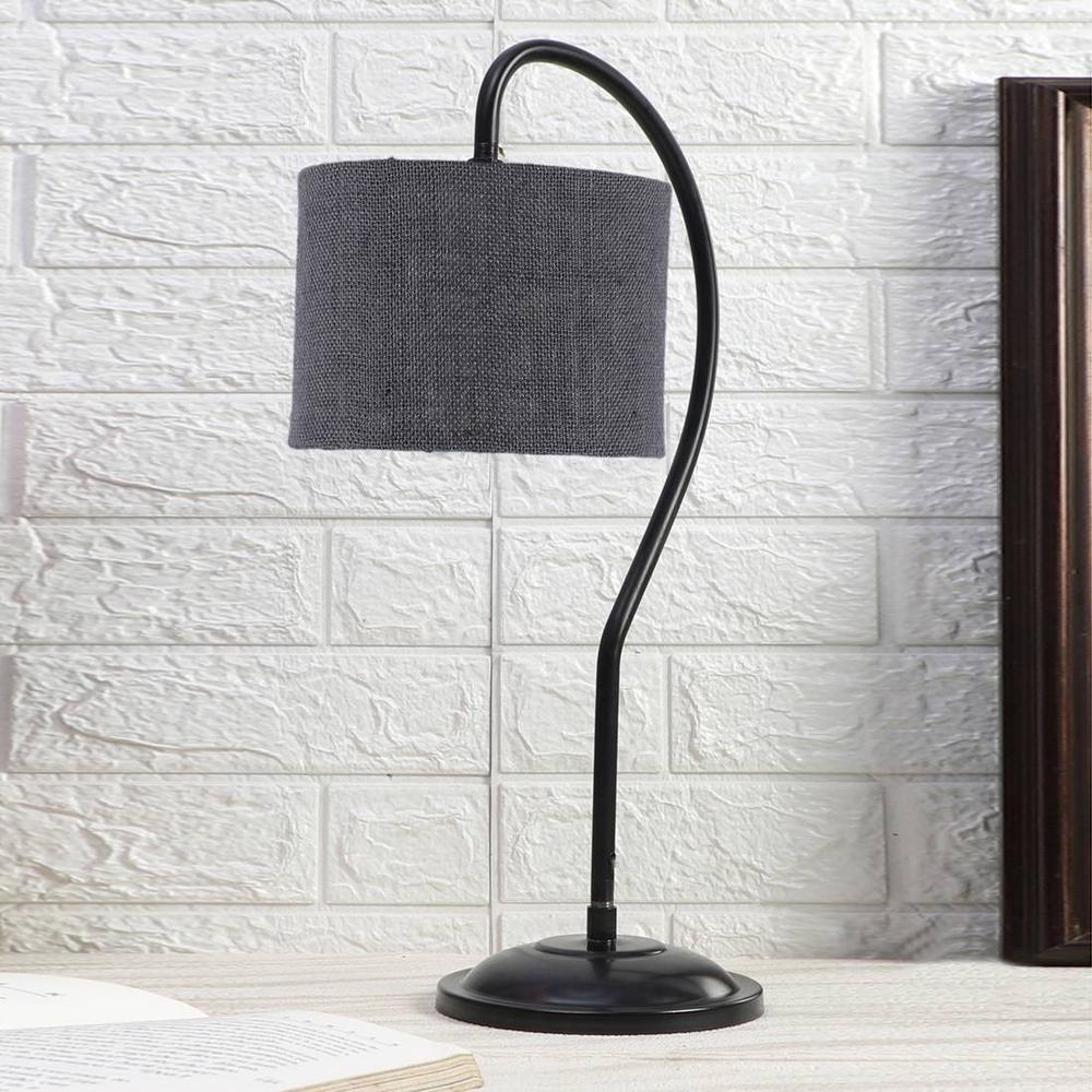 Grey Jute Curvy table lamp with Iron Base (SP20)