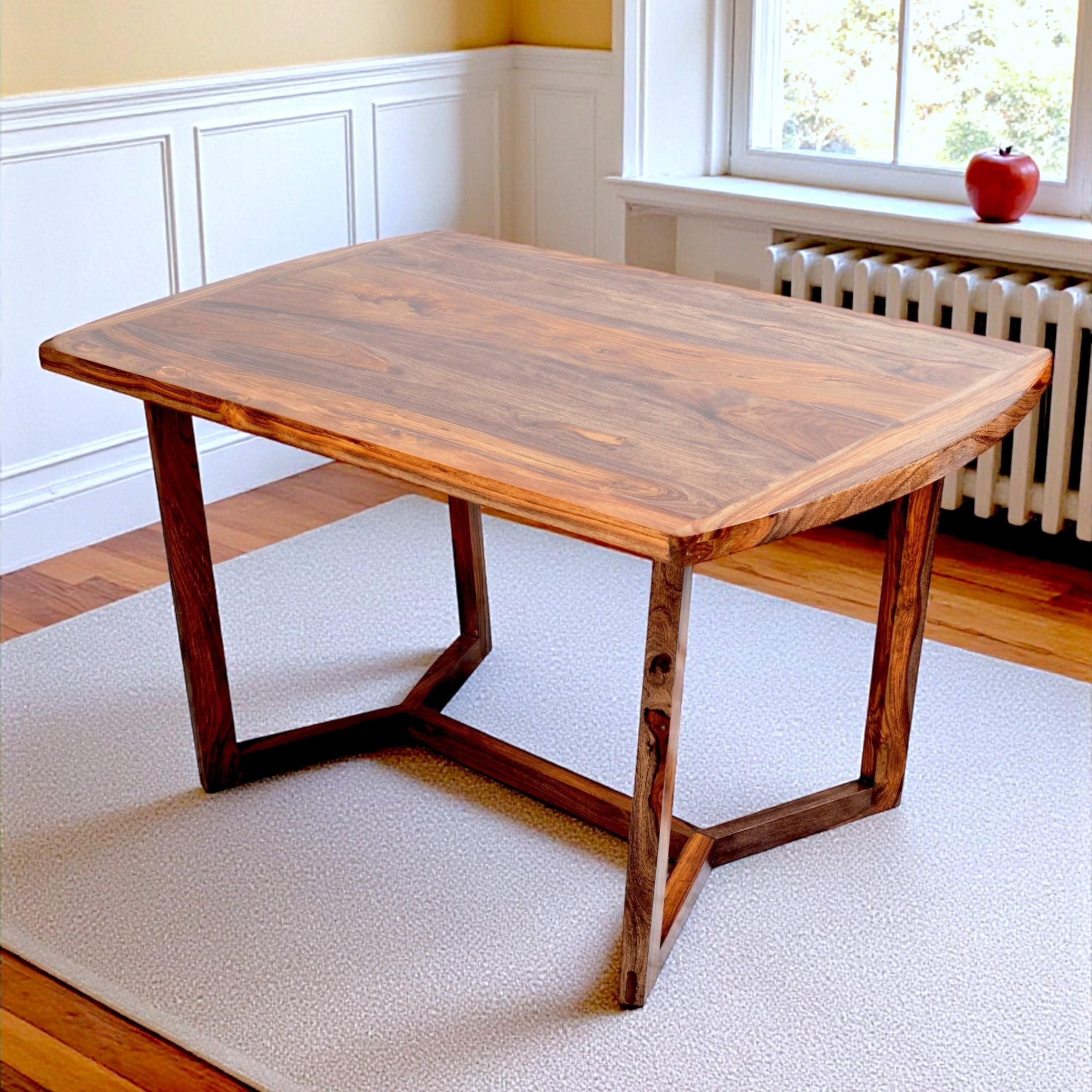 Columbus Sheesham Wood Dining Table In Teak Finish