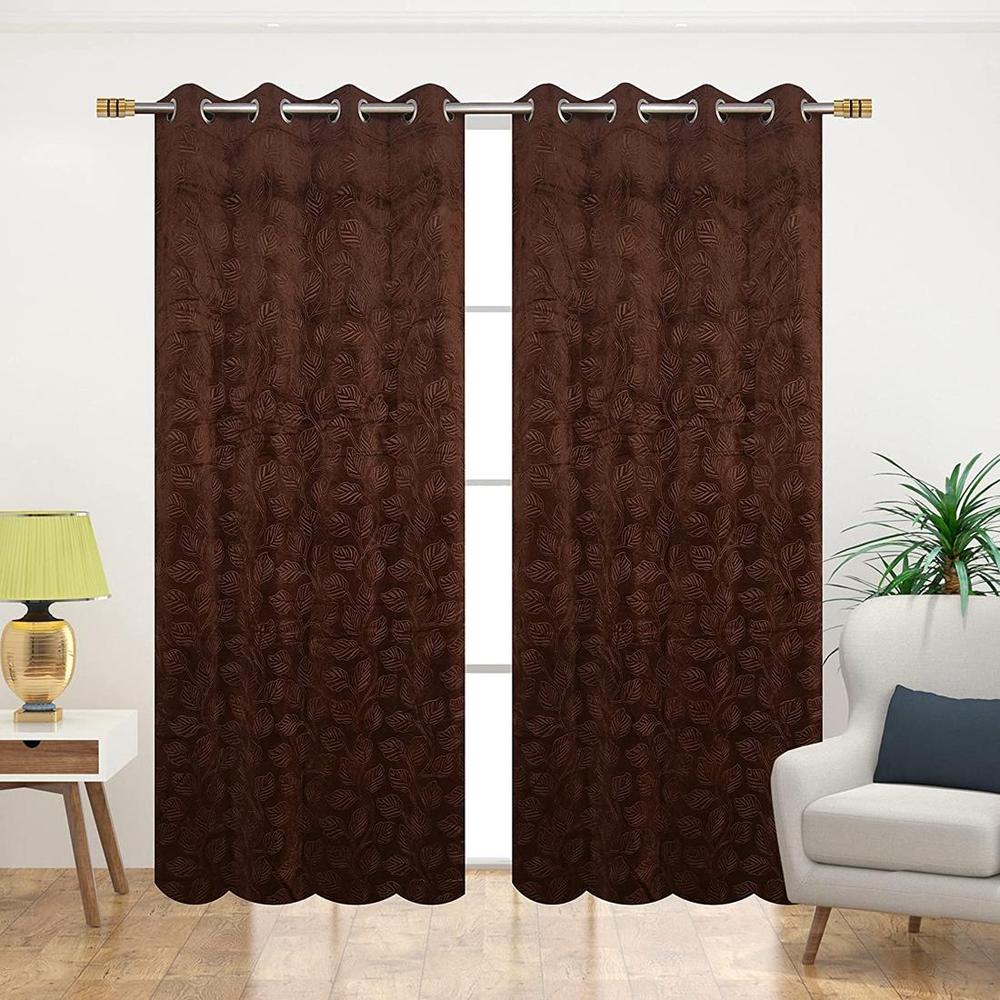 Velvet Floral Emboss Pack of 2 Blackout Window Curtains