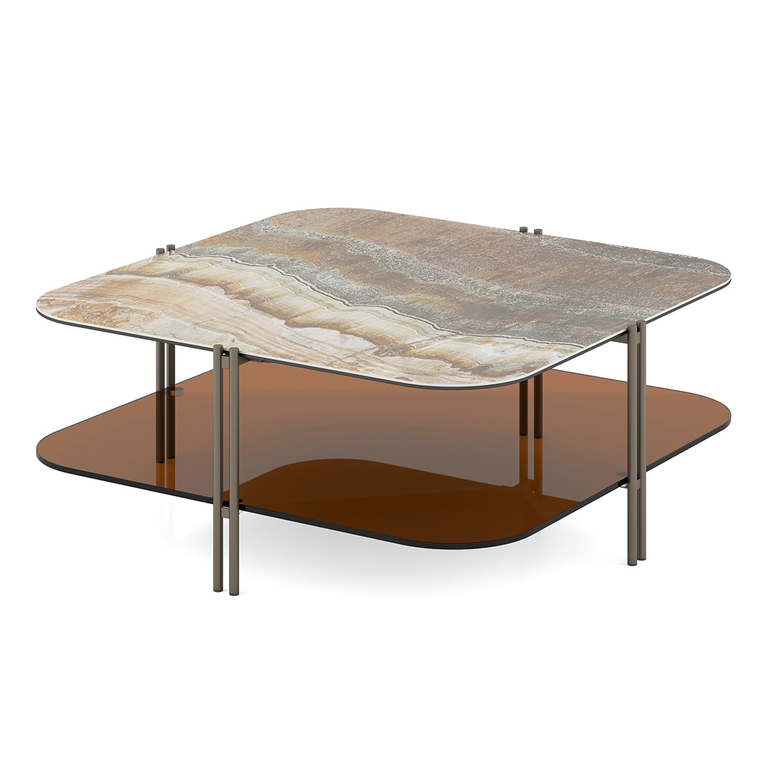 Paloma Square Marble Coffee Table in Jupiter Spanish Ceramic Finish