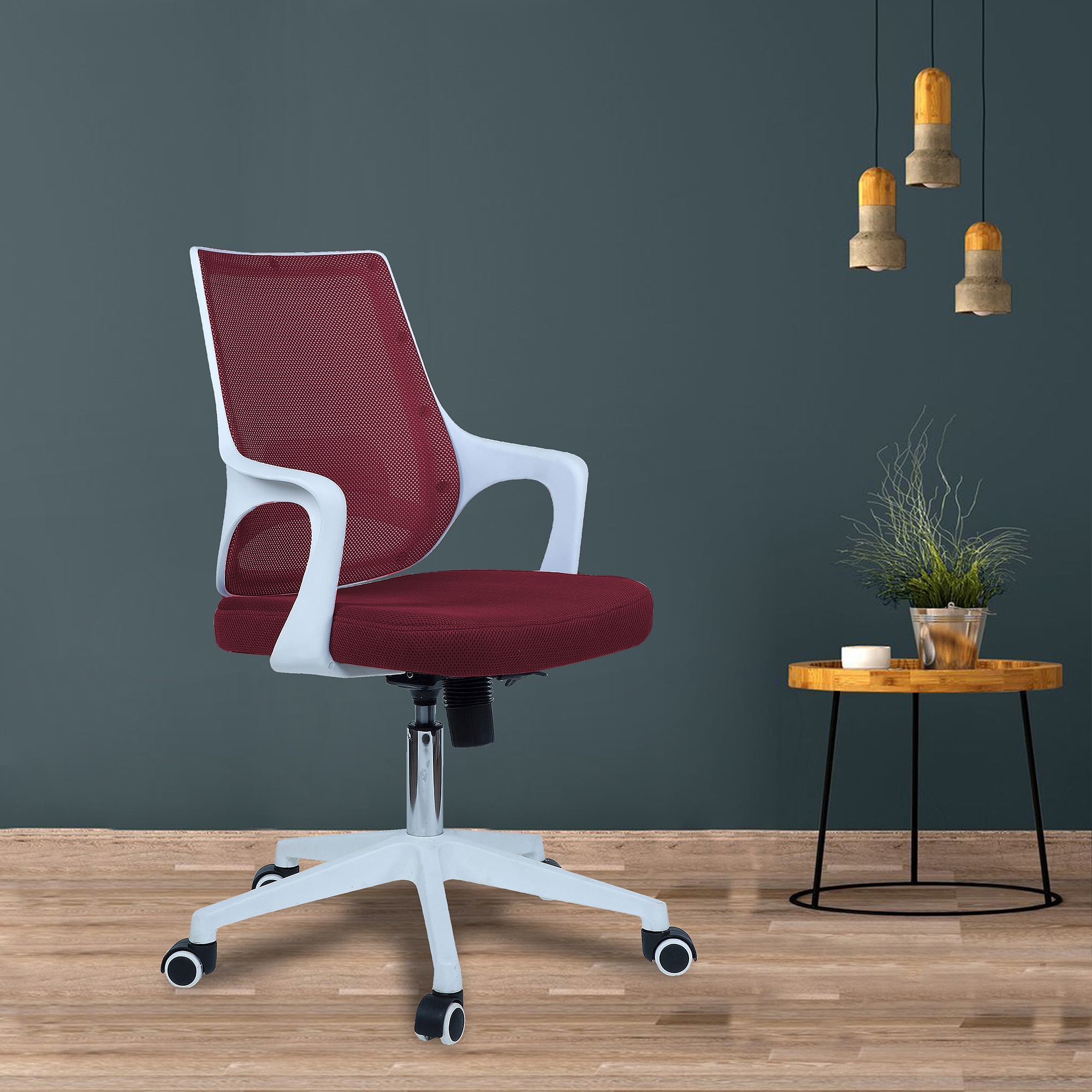 Xeanea Mid Back Ergonomic Chair in Maroon Colour
