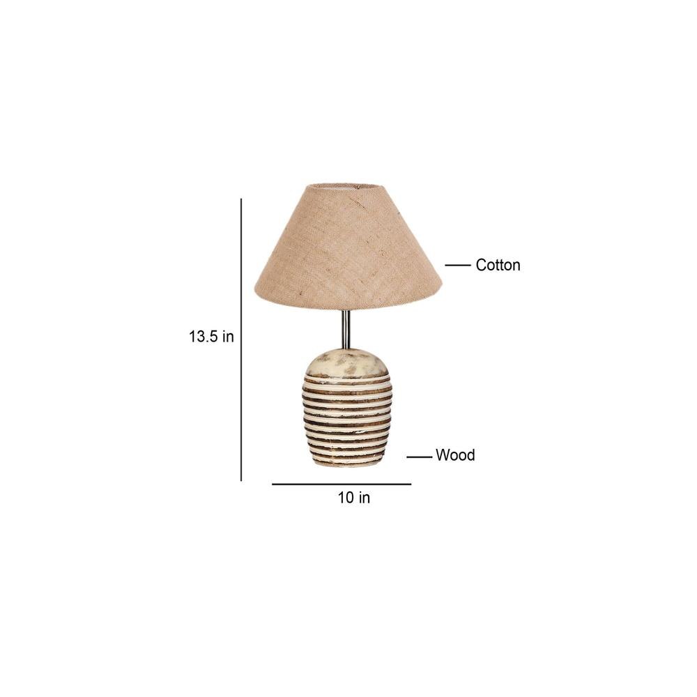 Beige Jute with White Brushed Wood Table Lamp