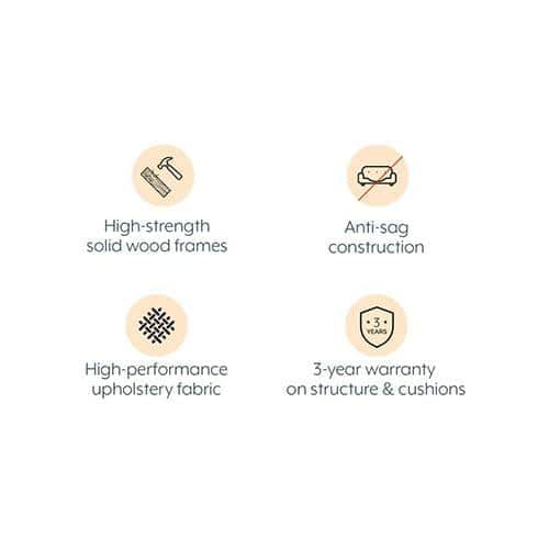 Florence Essential 3 Seater Fabric Sofa in Dune Colour