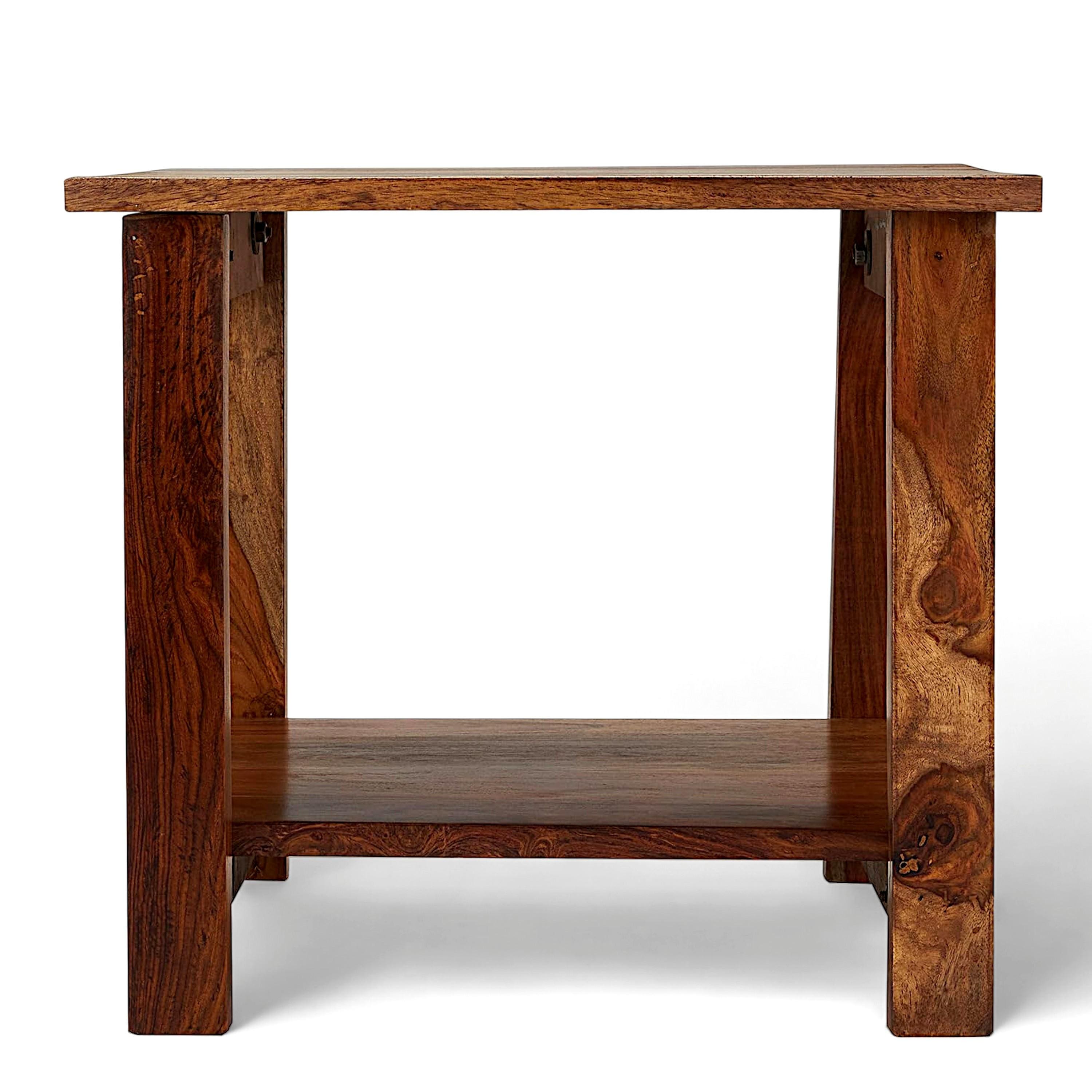 Camden Sheesham Wood Contemporary Square Coffee Table In Natural Teak Finish