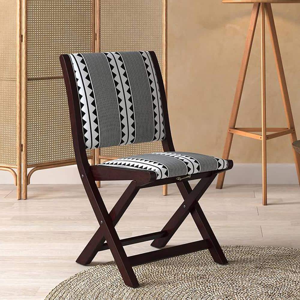 Bellucci Accent Chair in Mahogany Finish (Black & White Colour)