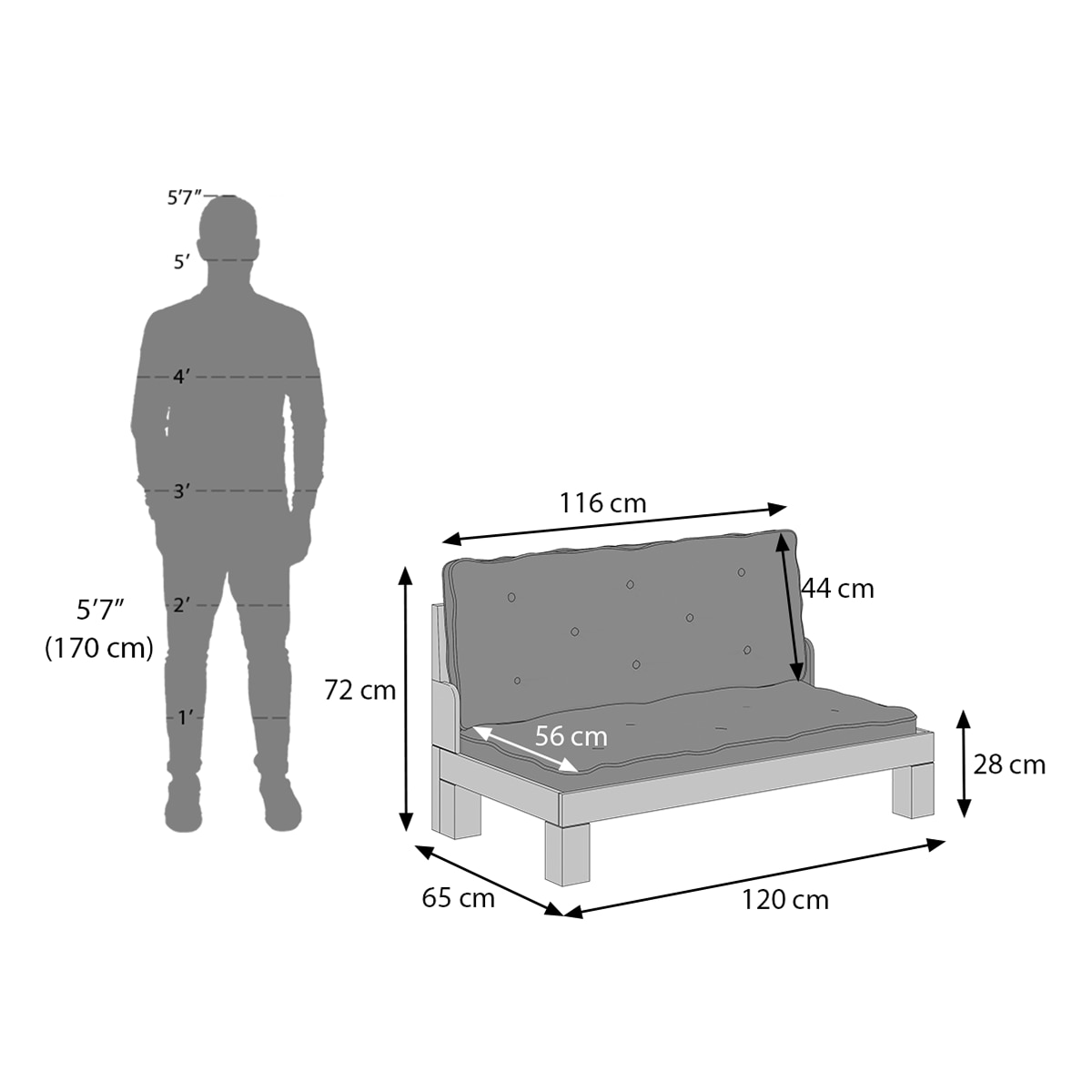 Faria Wooden Sofa (Midnight Indigo Blue)