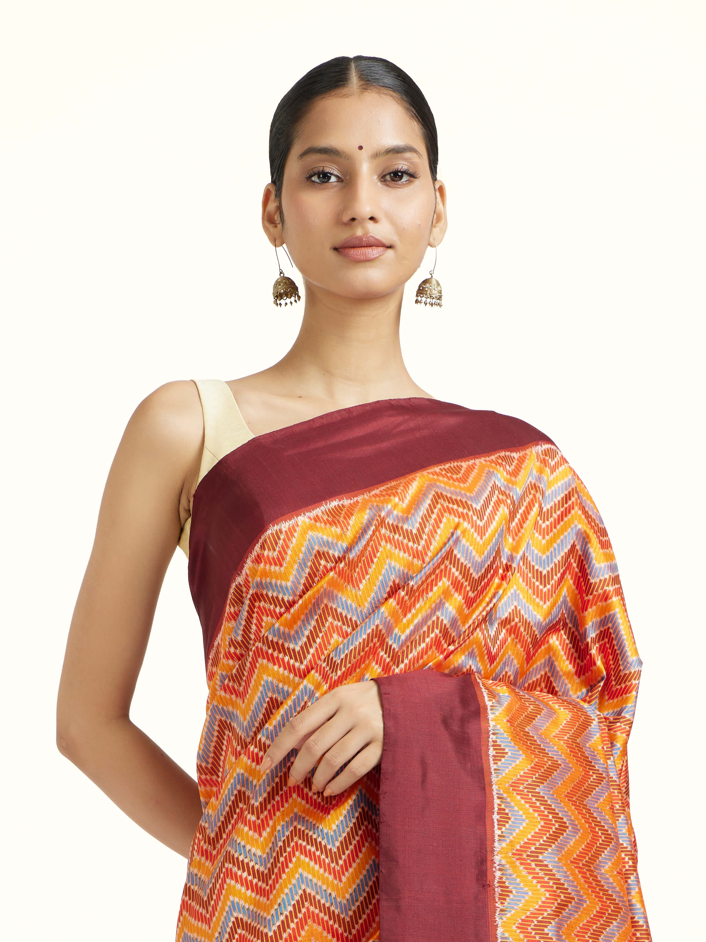 Multicolor Silk Pochampally Single Ikat Saree
