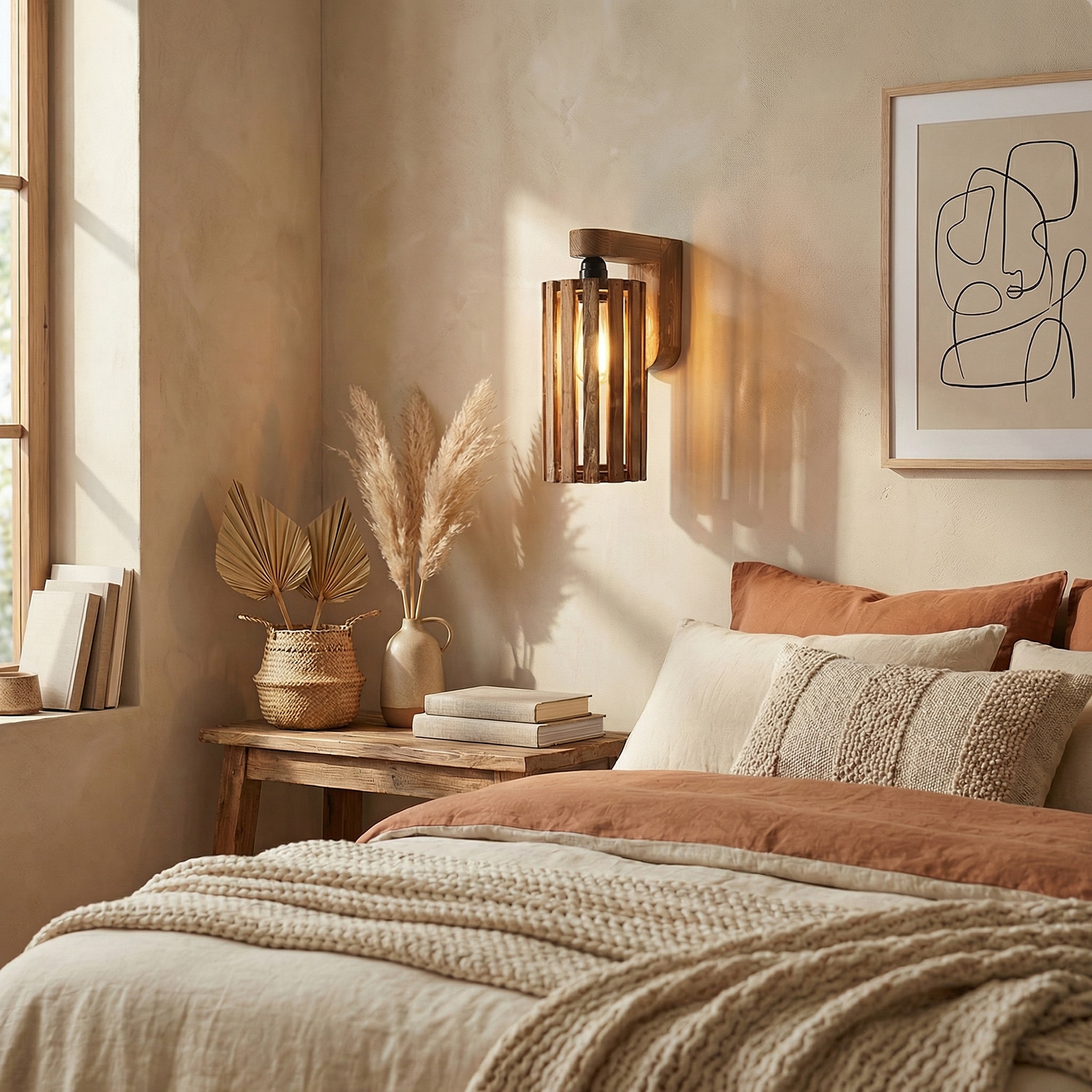 Casa Brown Solid Wood Wall Lights