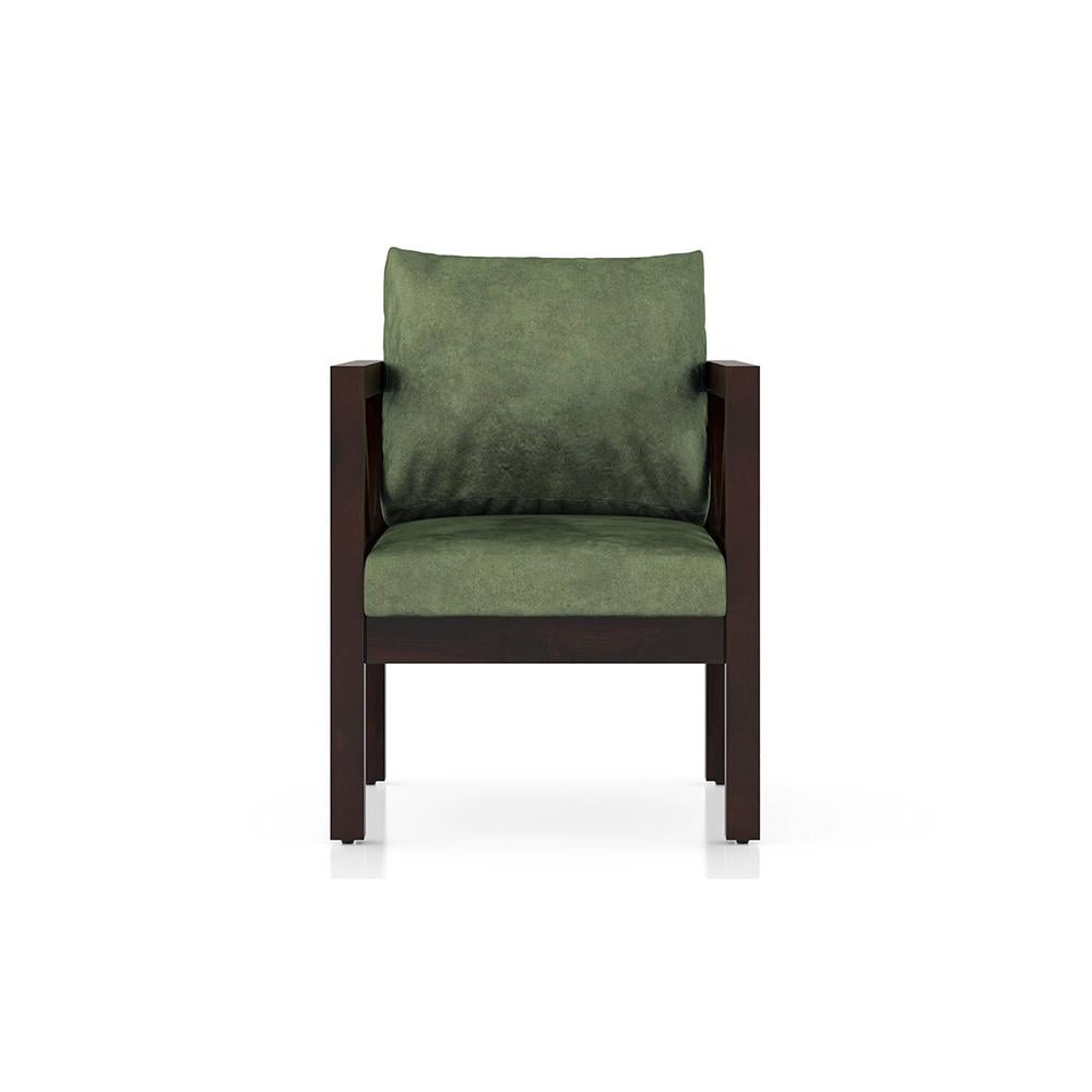 Alden 1 Seater Wooden Sofa (Moss Green Velvet)