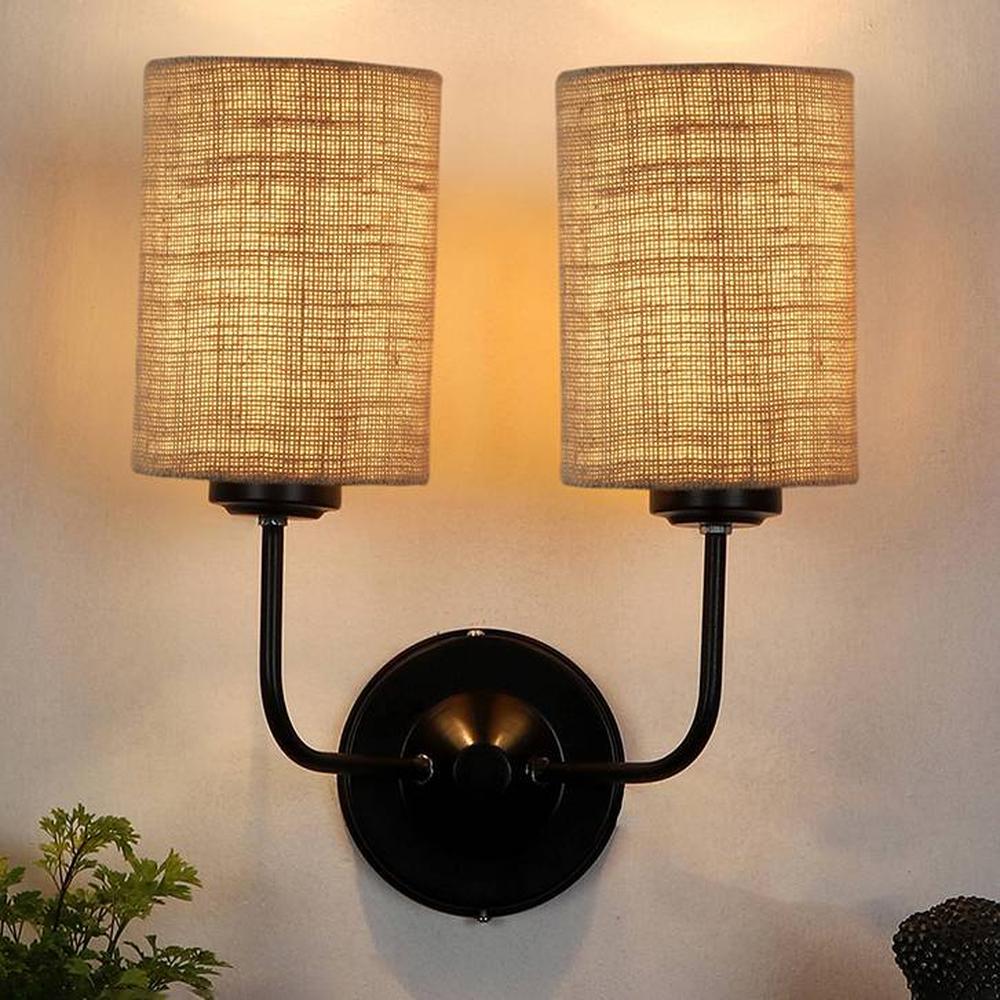 Chance Dual Beige Jute Wall mounted Lamp Iron Base(KV34) - Devansh