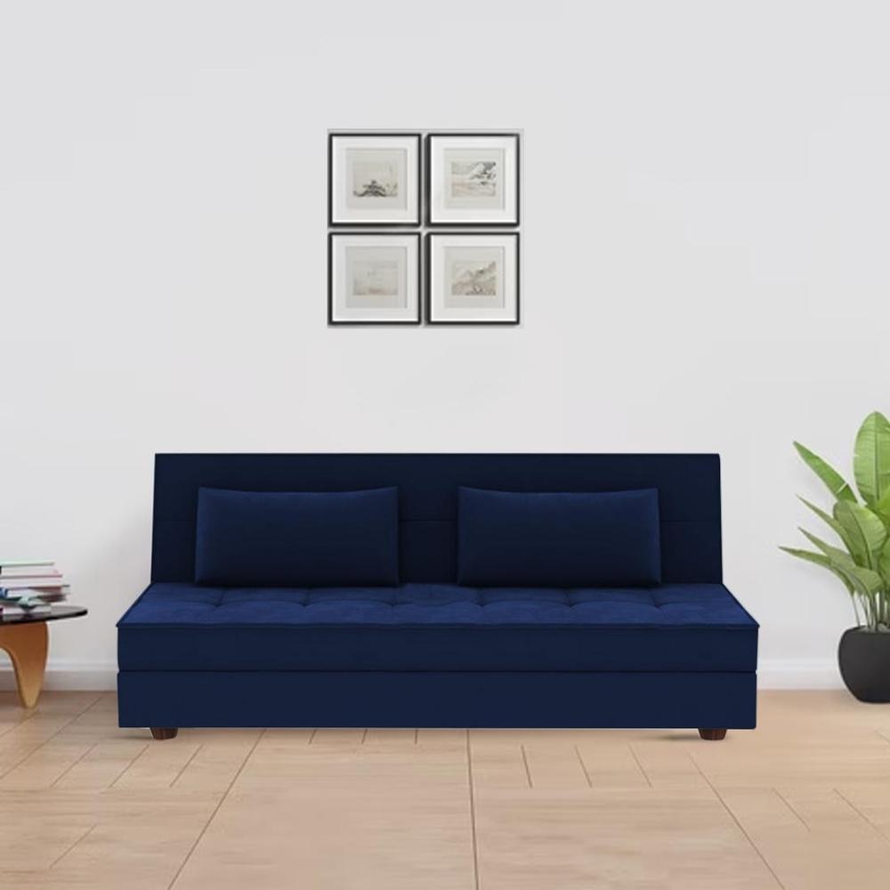 Merson 3 Seater Fold Out Sofa cum Bed in Navy Blue Colour - Home Lifestylez