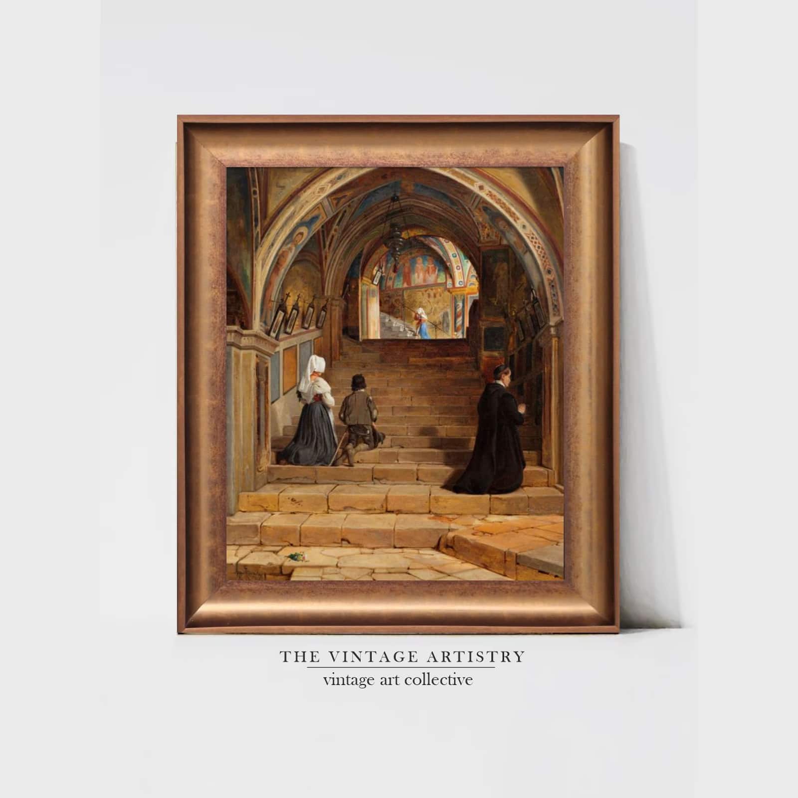 Artistry Brown Holy Staircase Monastery Canvas Wall Canvas Wall Prints Set of 1 Multicolor Matte