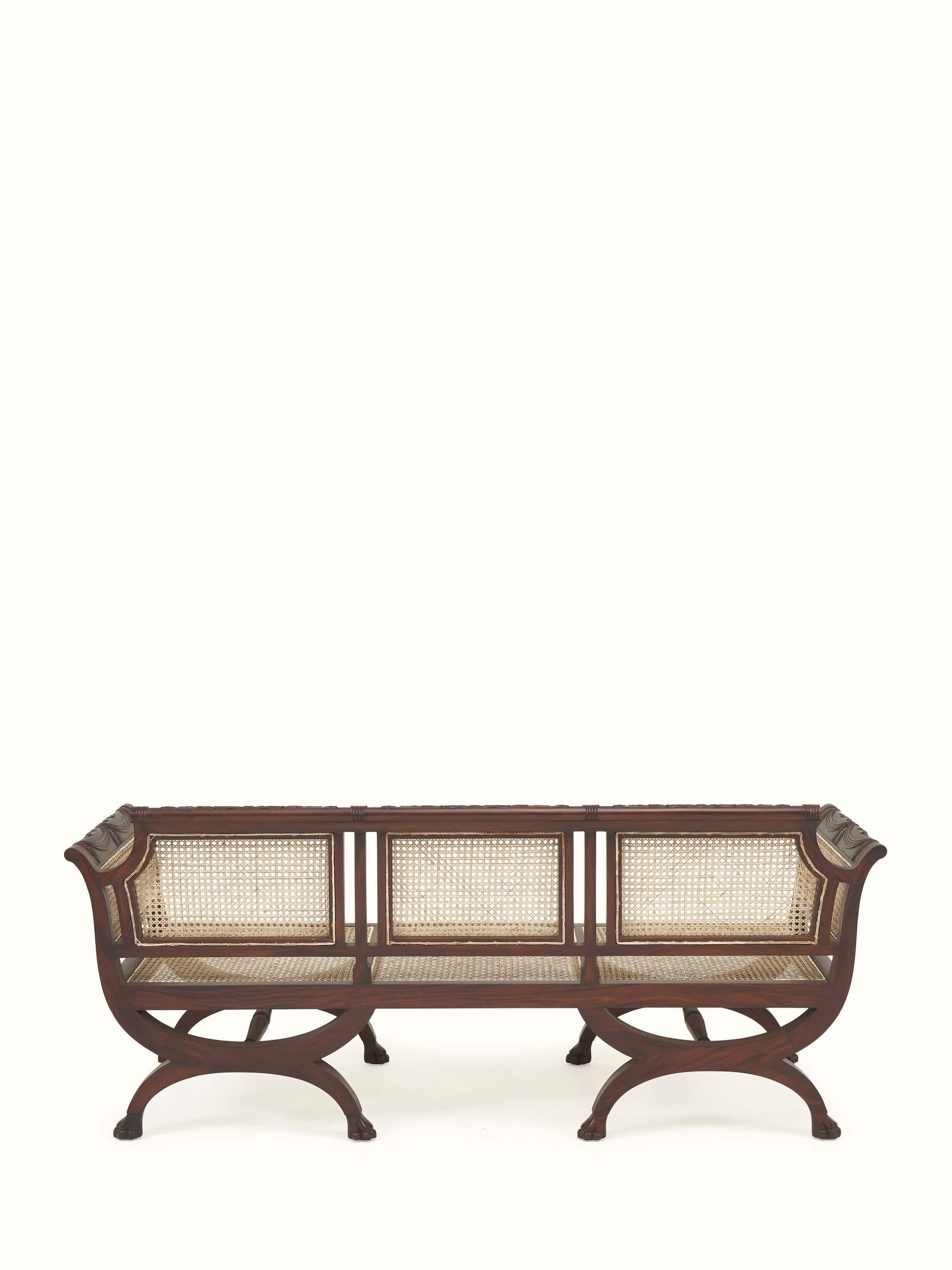 Back view of Sheesham wood cane chair – minimalist handcrafted Indian design