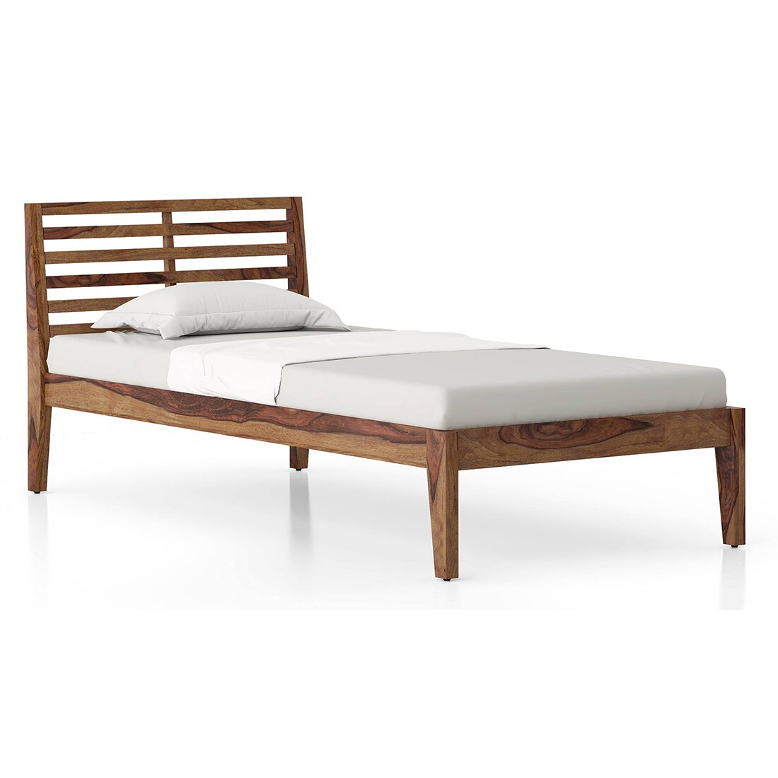 Elwyn Nonstorage Single Bed In Teak Finish