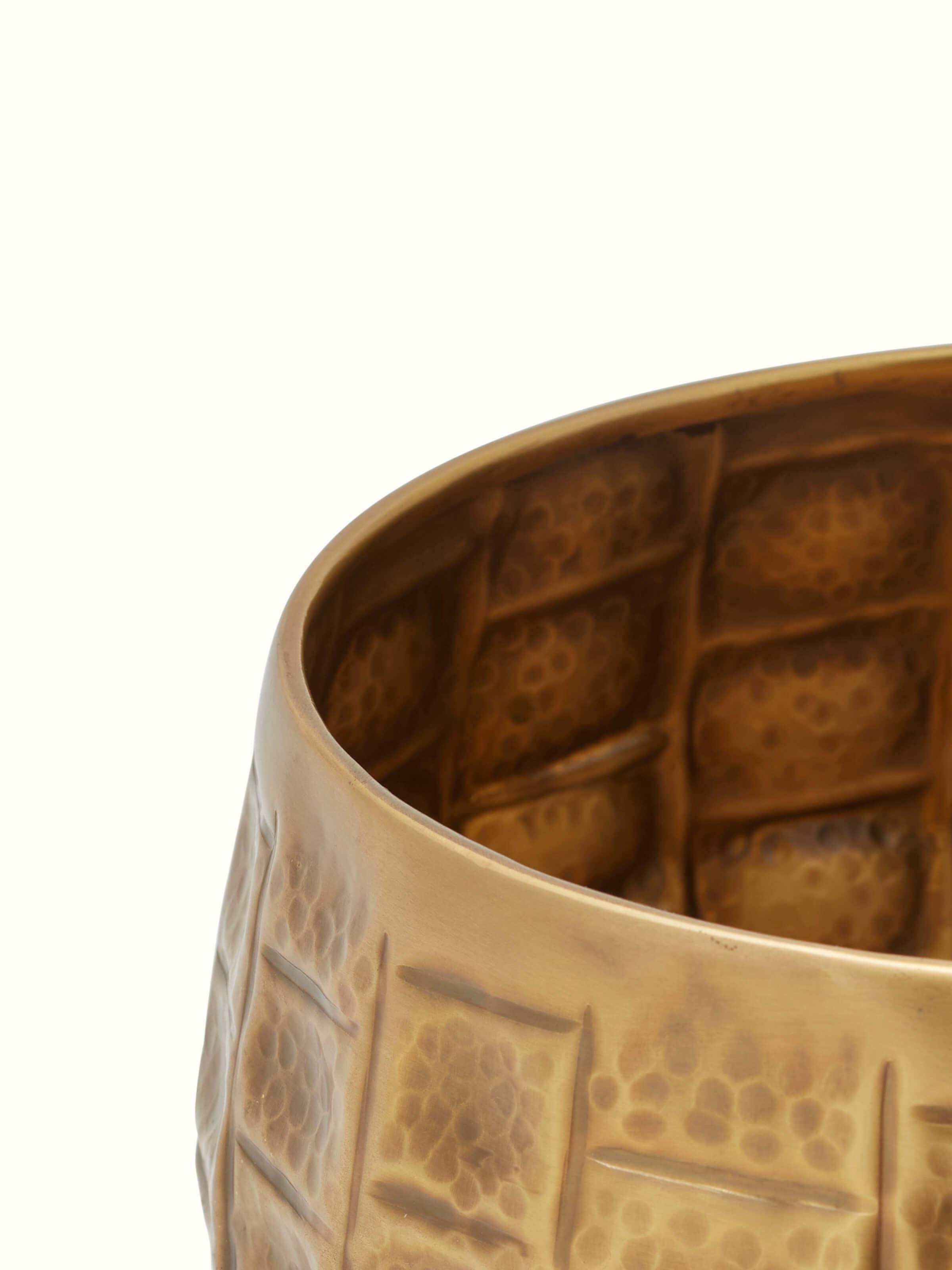 Close-up detail of Antique Brass Planter focusing on the brass texture and craftsmanship.